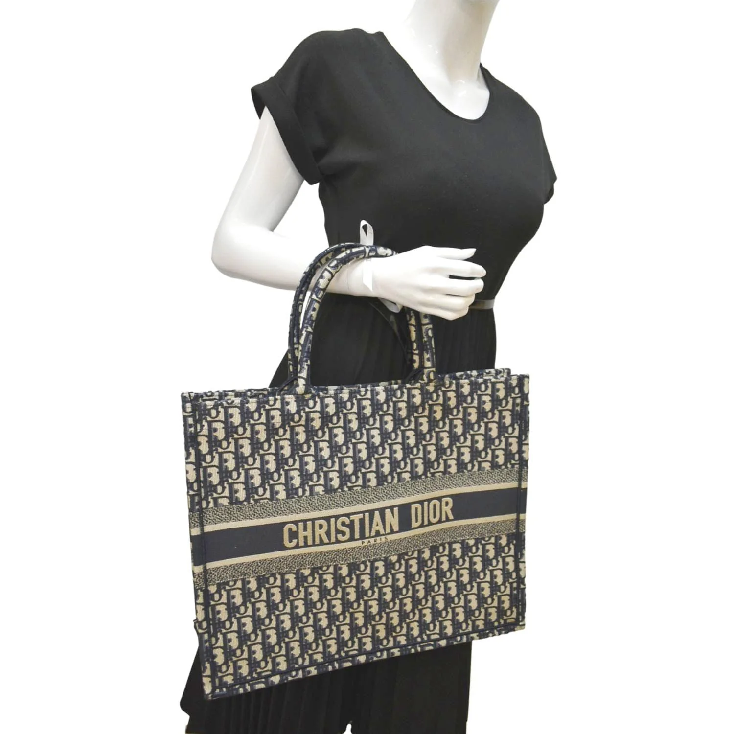 CHRISTIAN DIOR Large Book Oblique Embroidered Canvas Tote Bag Multicolor - Image 2