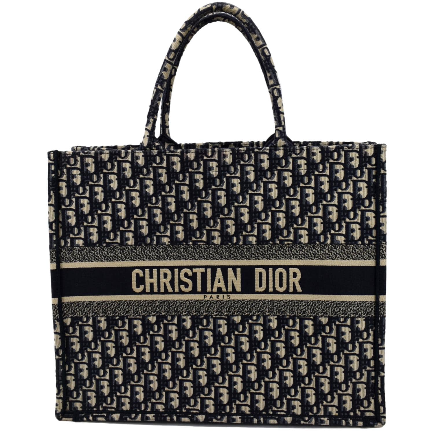 CHRISTIAN DIOR Large Book Oblique Embroidered Canvas Tote Bag Multicolor - Image 3