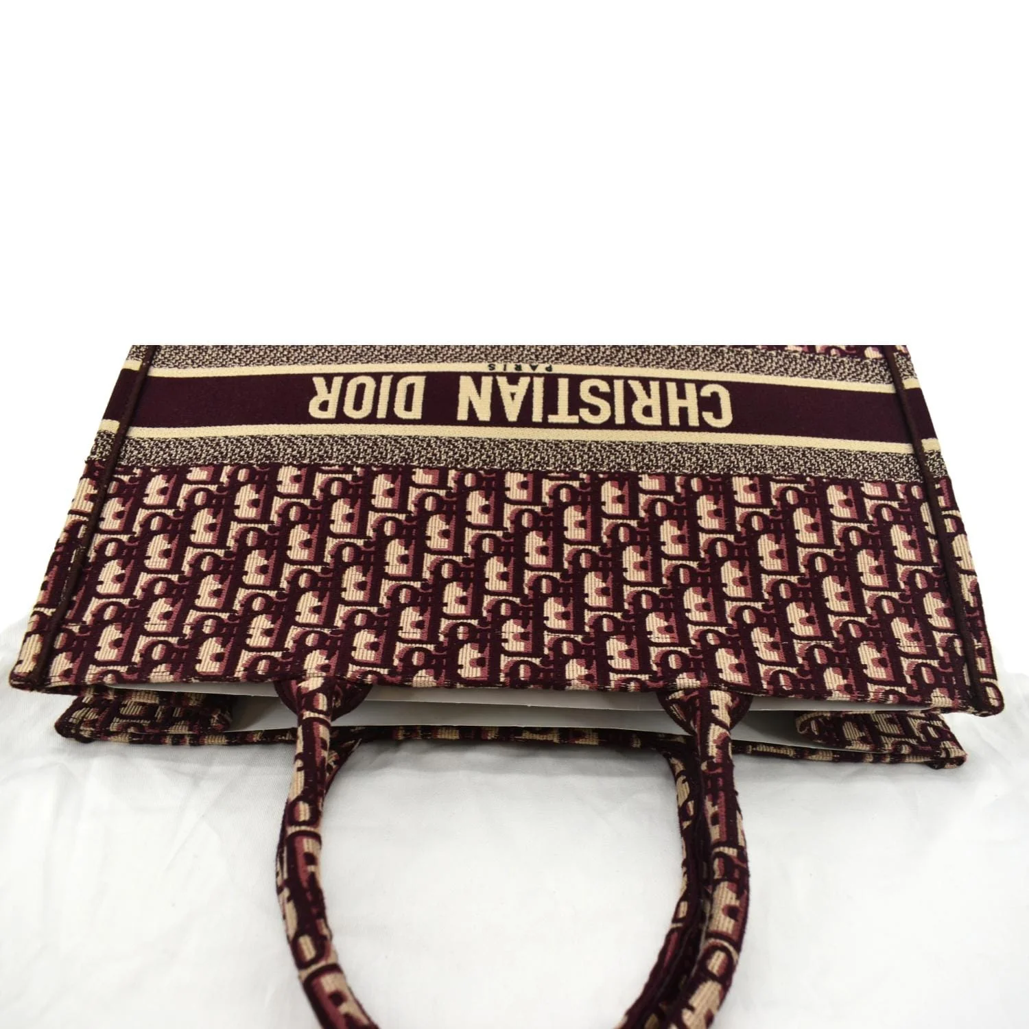 CHRISTIAN DIOR Book Oblique Embroidered Canvas Tote Bag Burgundy - Hot Deals - Image 4