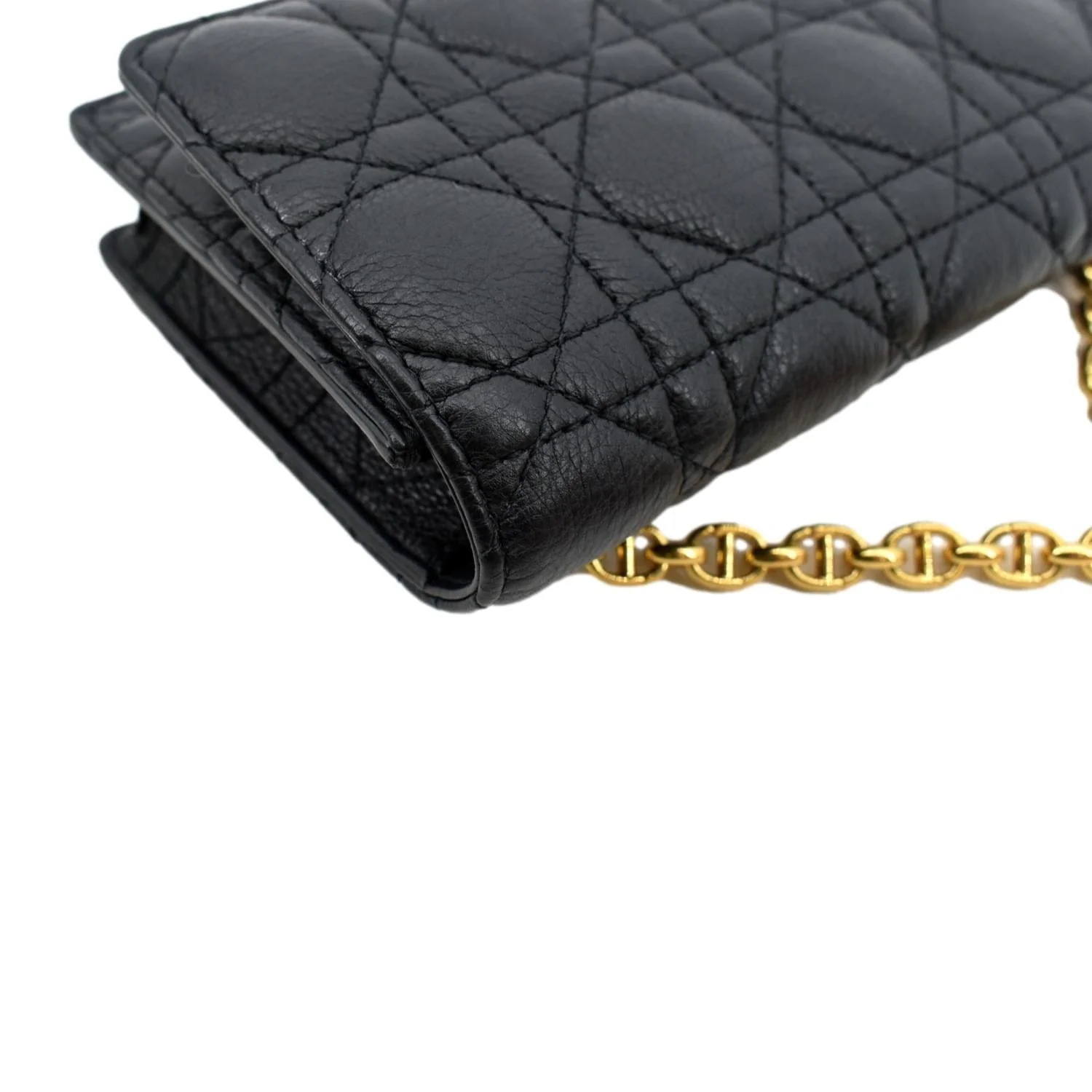 CHRISTIAN DIOR Caro Cannage Calf Leather Shoulder Bag Black - Image 6