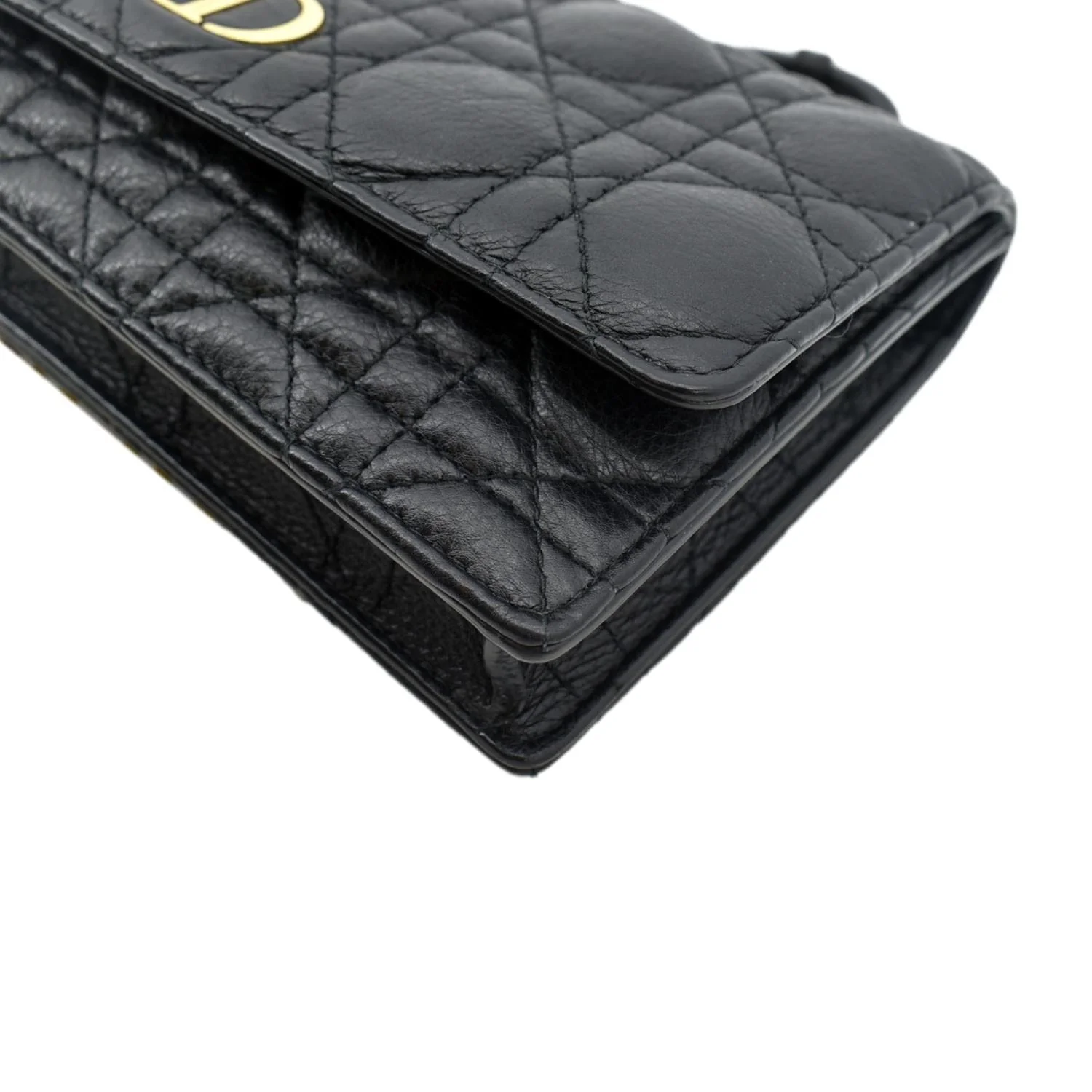 CHRISTIAN DIOR Caro Cannage Calf Leather Shoulder Bag Black - Image 7