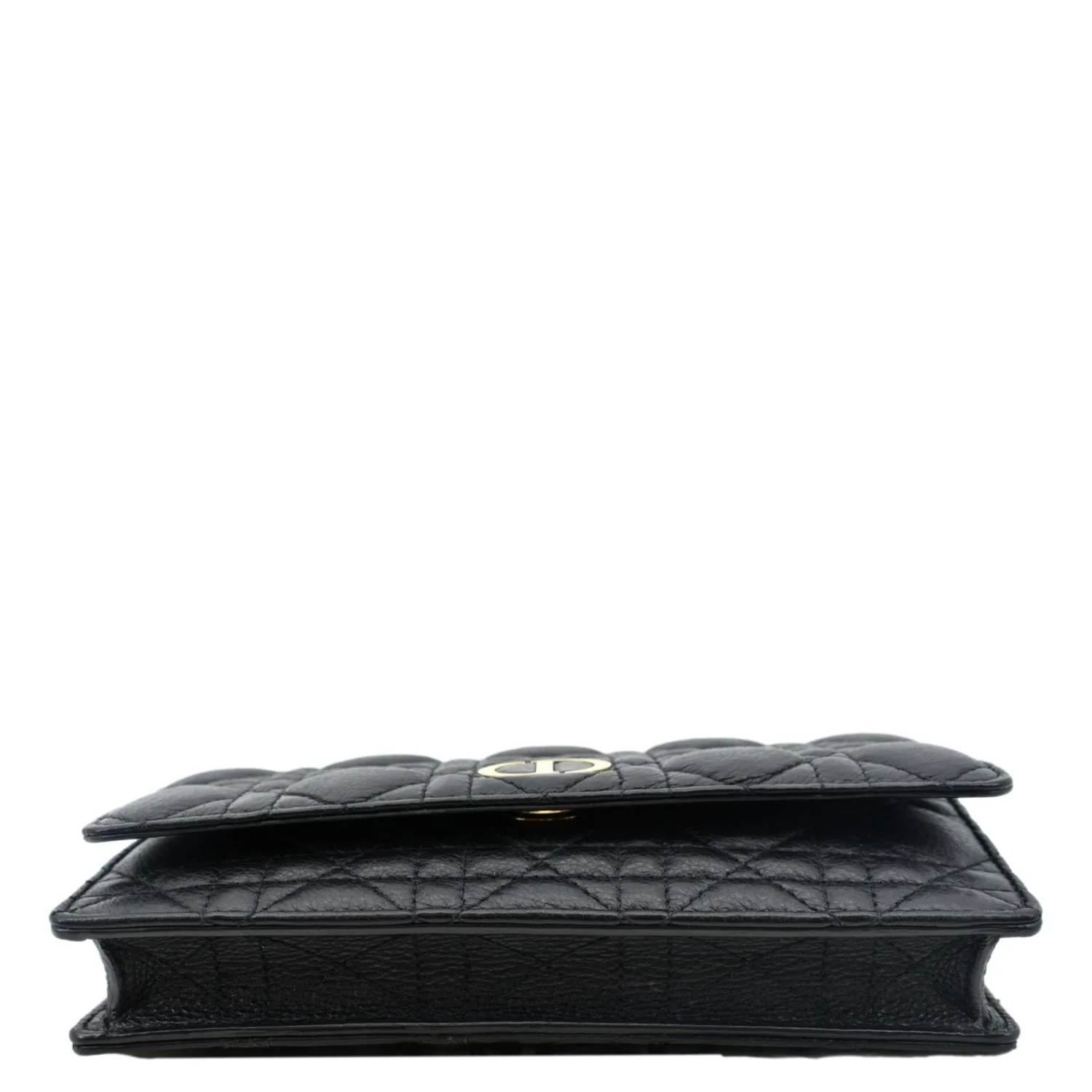 CHRISTIAN DIOR Caro Cannage Calf Leather Shoulder Bag Black - Image 9