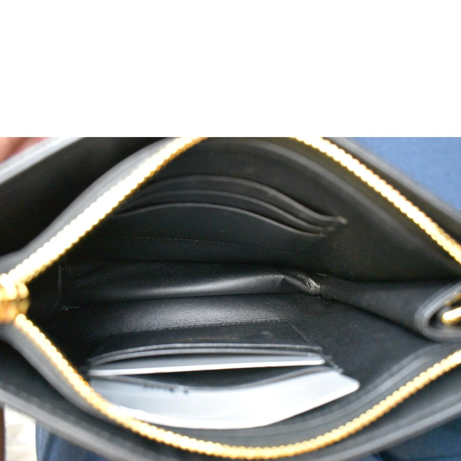 CHRISTIAN DIOR Caro Cannage Calfskin Zipped Pouch Black - Image 10