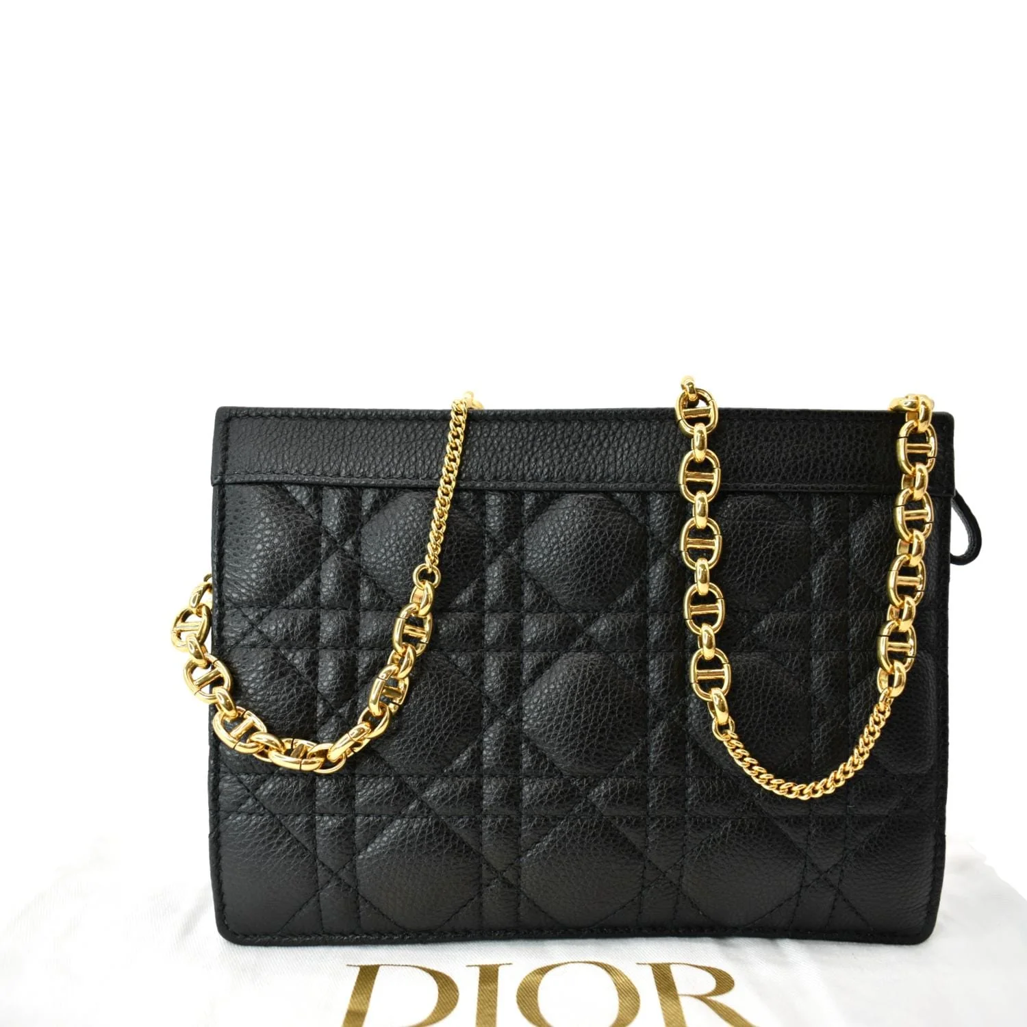 CHRISTIAN DIOR Caro Cannage Calfskin Zipped Pouch Black - Image 3