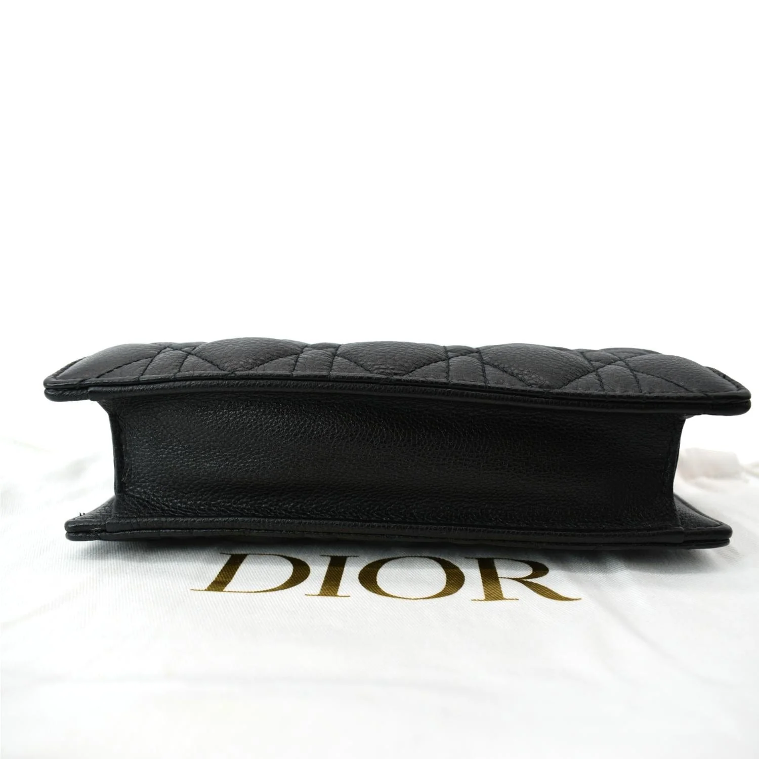 CHRISTIAN DIOR Caro Cannage Calfskin Zipped Pouch Black - Image 7