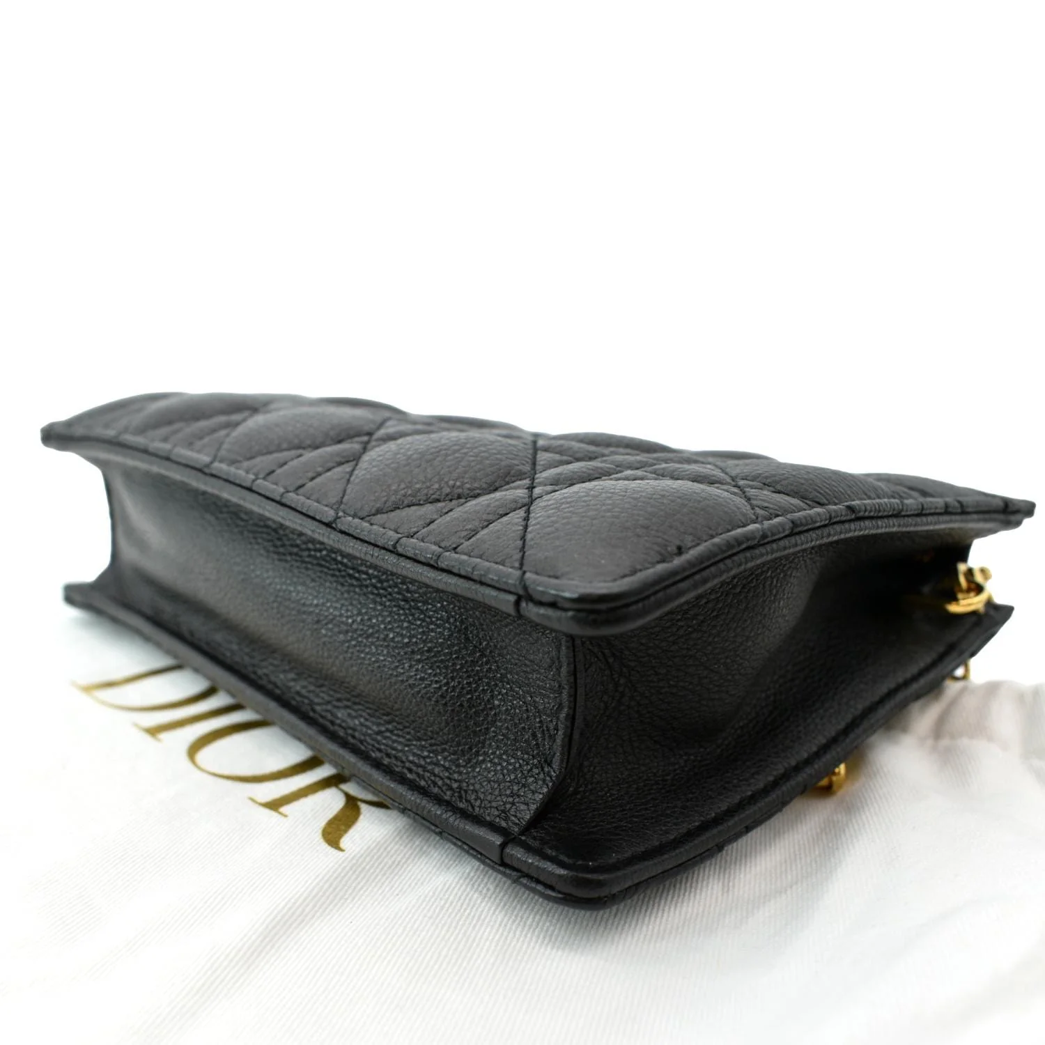CHRISTIAN DIOR Caro Cannage Calfskin Zipped Pouch Black - Image 8