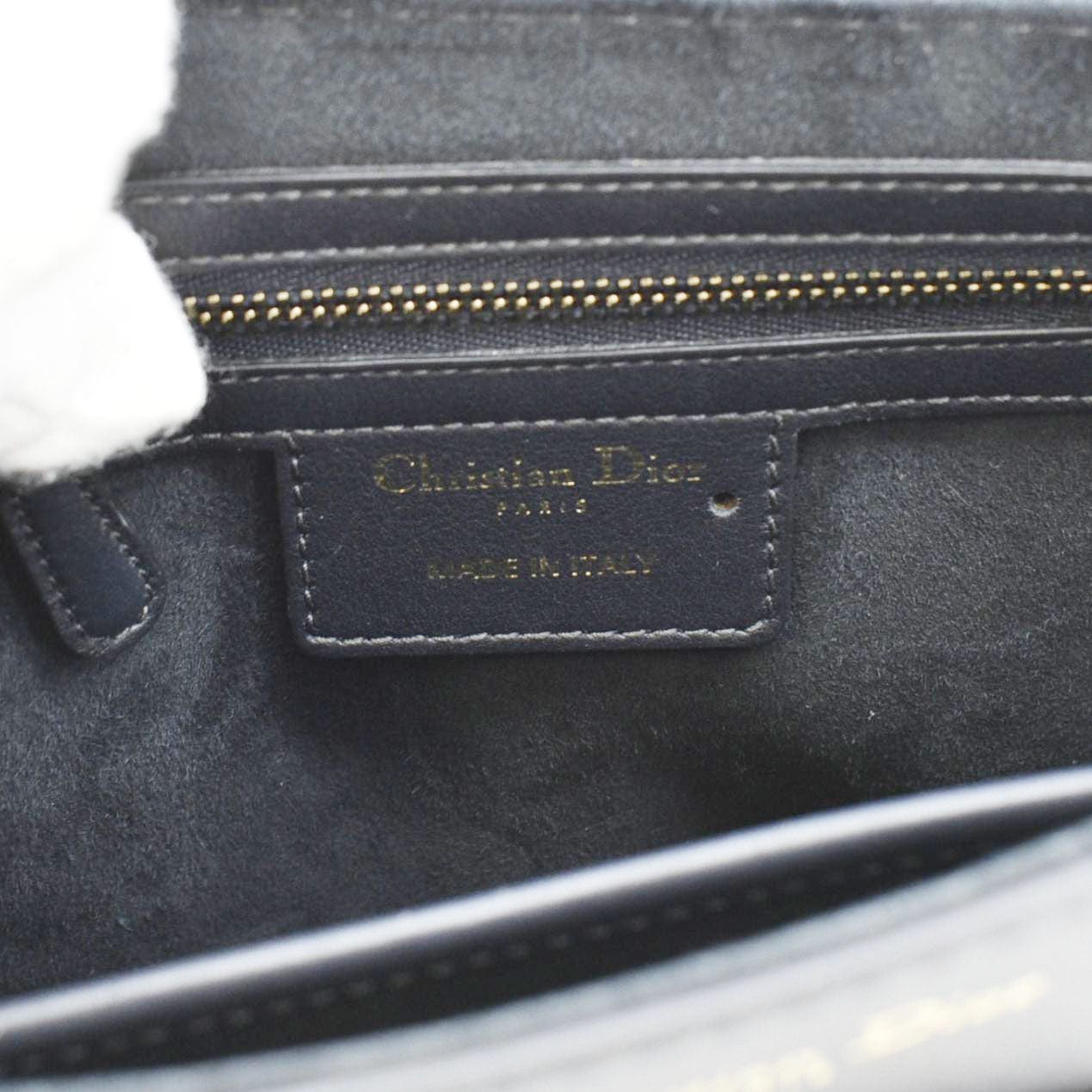 CHRISTIAN DIOR D Fence Calfskin Leather Saddle Bag Black - Image 12