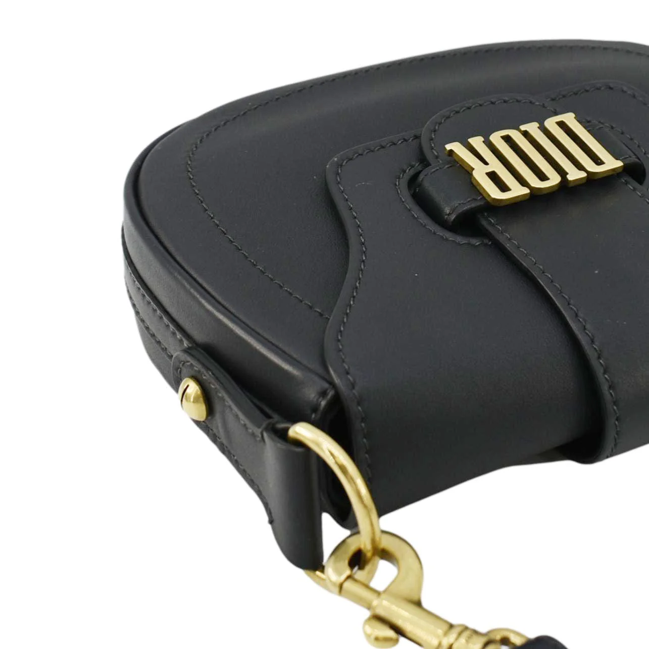 CHRISTIAN DIOR D Fence Calfskin Leather Saddle Bag Black - Image 6