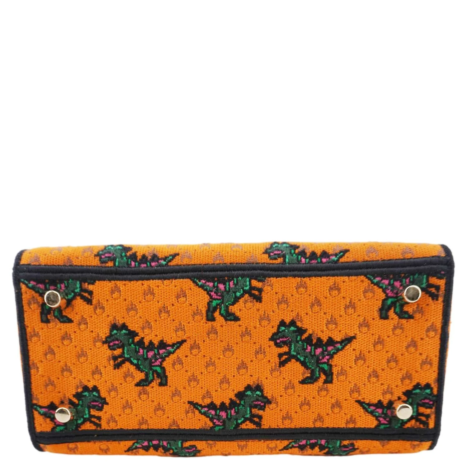 CHRISTIAN DIOR Lady Dior D-Lite Medium Dino Embroidered Shoulder Bag Orange - Image 11