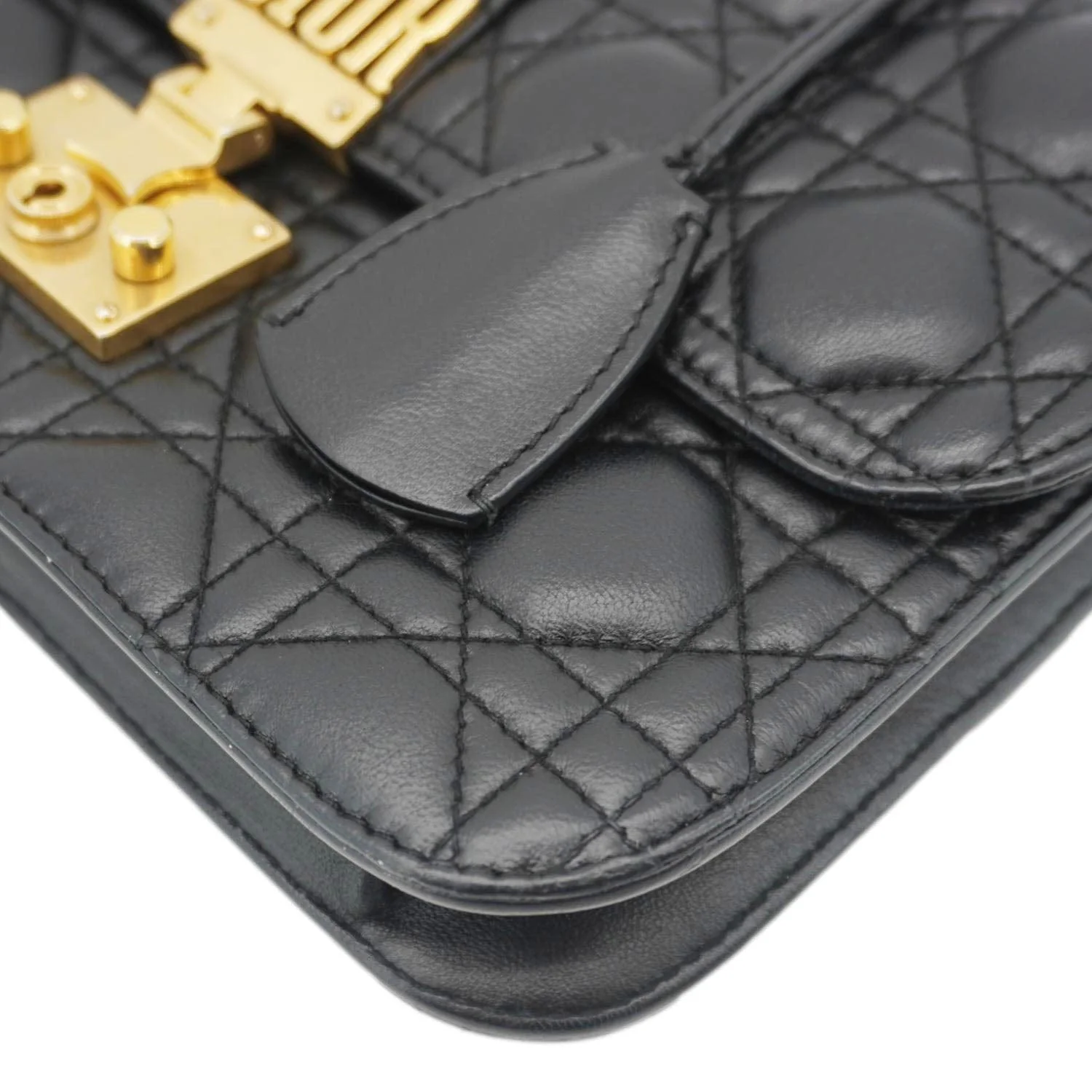 CHRISTIAN DIOR Dioraddict Quilted Lambskin Leather Crossbody Bag Black - Image 9