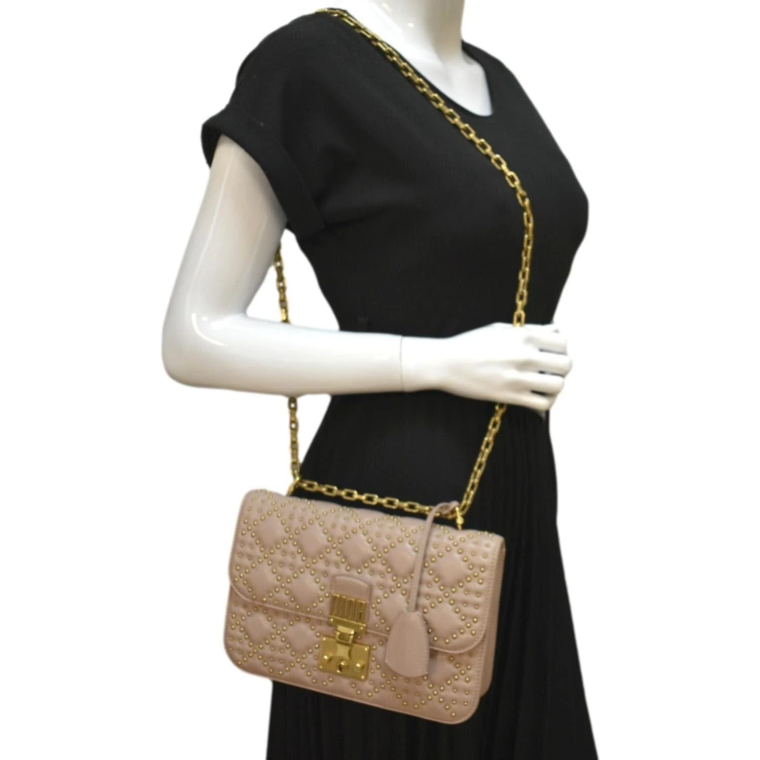 Christian Dior Dioraddict Studded Leather Crossbody Bag Light Pink - Image 2