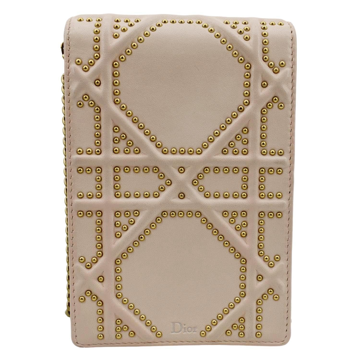 CHRISTIAN DIOR Diorama Vertical Leather Crossbody Clutch Bag Beige - Image 3