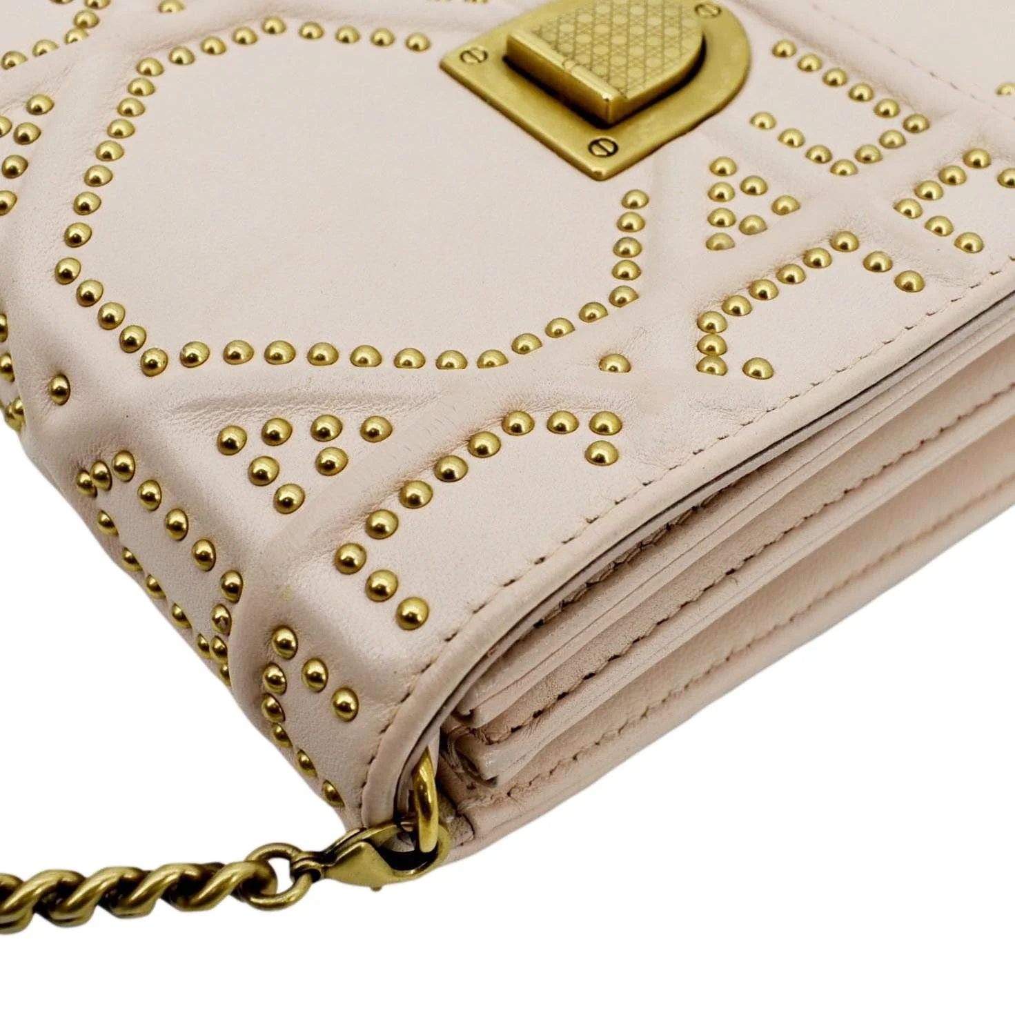 CHRISTIAN DIOR Diorama Vertical Leather Crossbody Clutch Bag Beige - Image 5