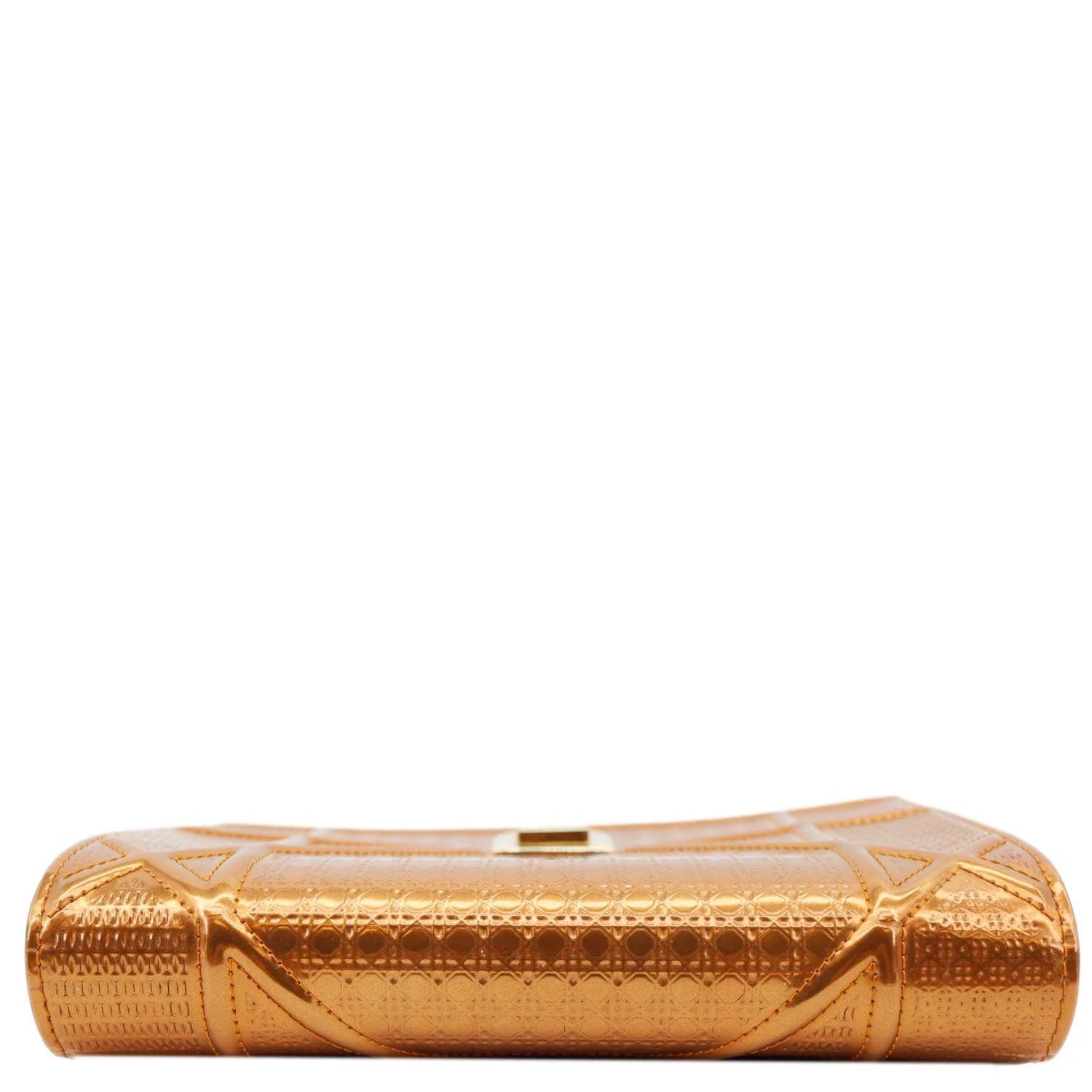 CHRISTIAN DIOR Diorama Micro-Cannage Patent Leather Wallet on Chain Orange - Image 4