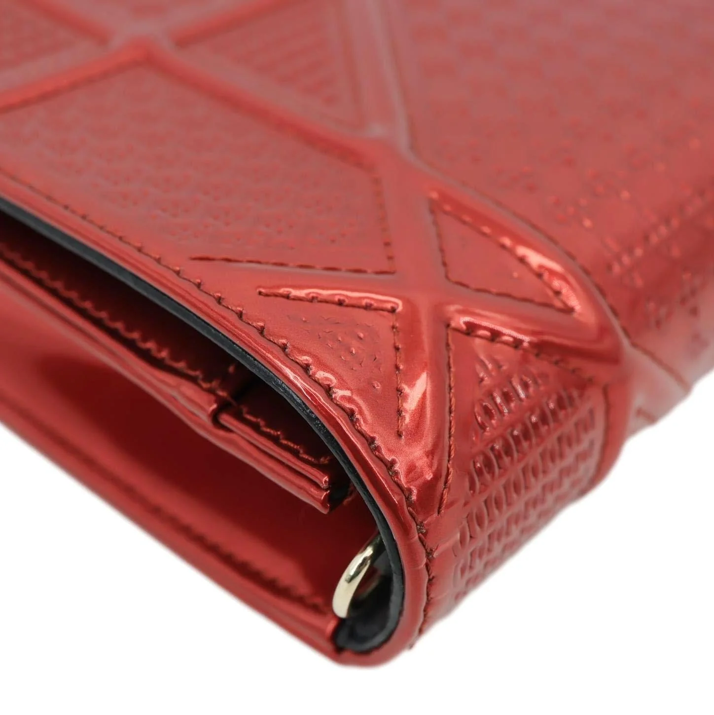 CHRISTIAN DIOR Diorama Flap Micro-Cannage Patent Leather Crossbody Bag Red - Image 5