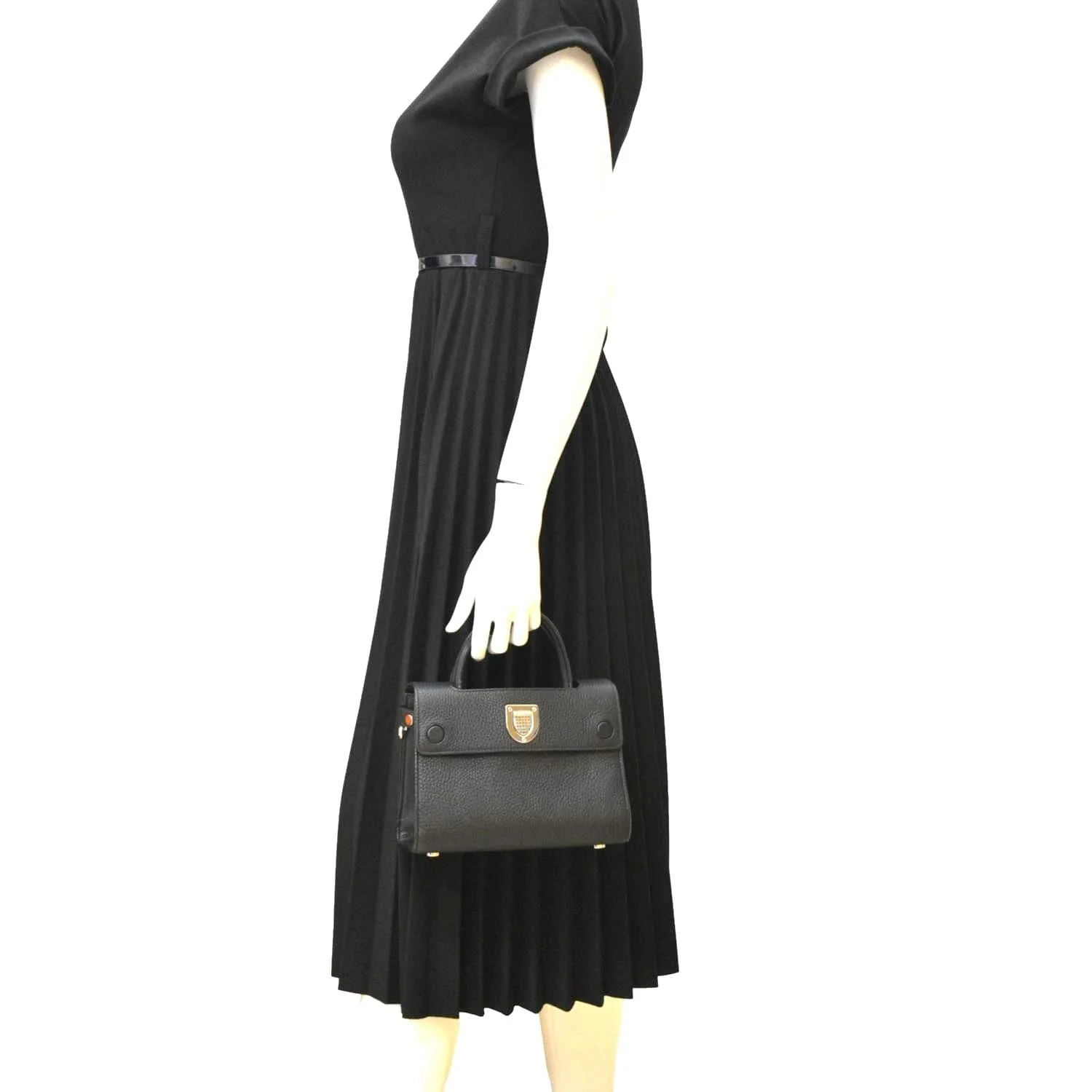 CHRISTIAN DIOR Diorever Flap Leather Shoulder Bag Black - Image 2