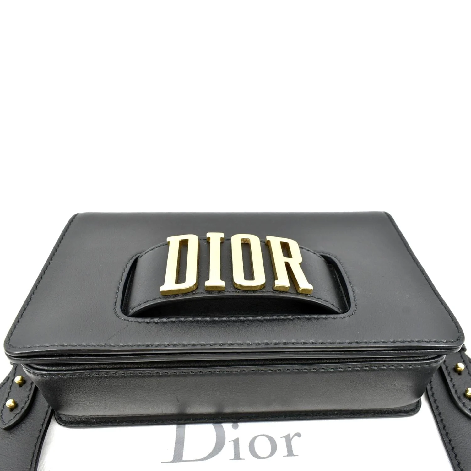 CHRISTIAN DIOR Dio(r)evolution Flap Calfskin Crossbody Bag Black - Image 10