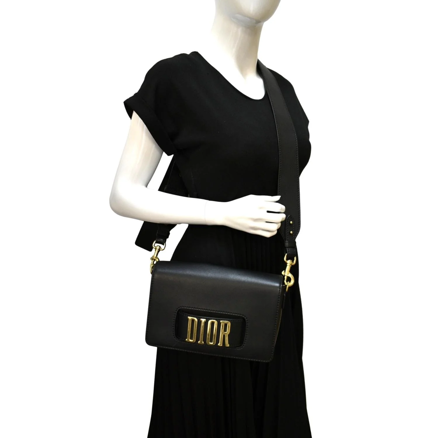CHRISTIAN DIOR Dio(r)evolution Flap Calfskin Crossbody Bag Black - Image 2