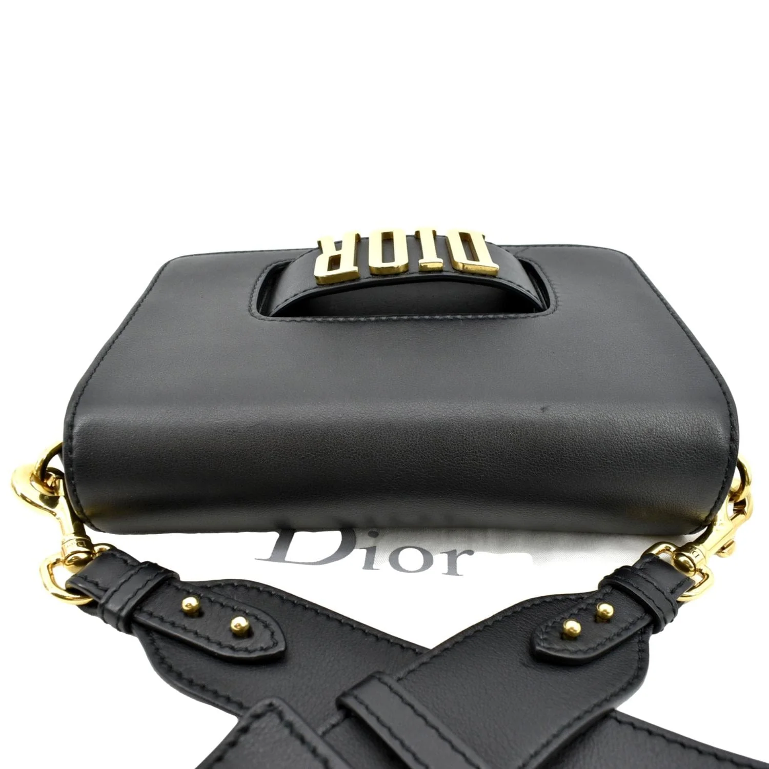 CHRISTIAN DIOR Dio(r)evolution Flap Calfskin Crossbody Bag Black - Image 4
