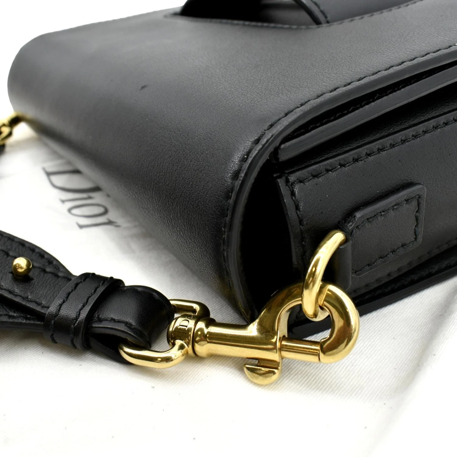 CHRISTIAN DIOR Dio(r)evolution Flap Calfskin Crossbody Bag Black - Image 5