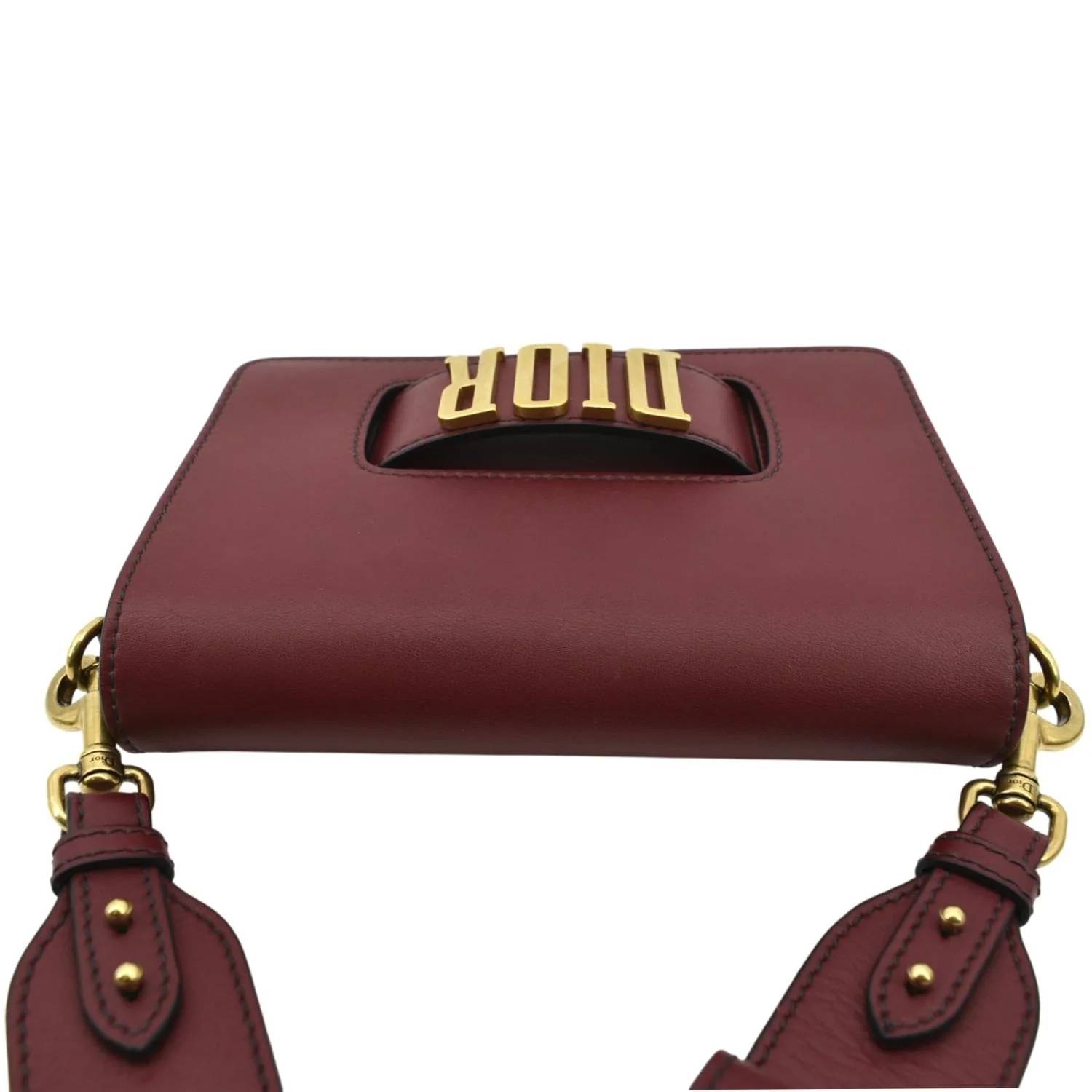 CHRISTIAN DIOR Dio(r)evolution Flap Calfskin Shoulder Bag Dark Red - Image 4