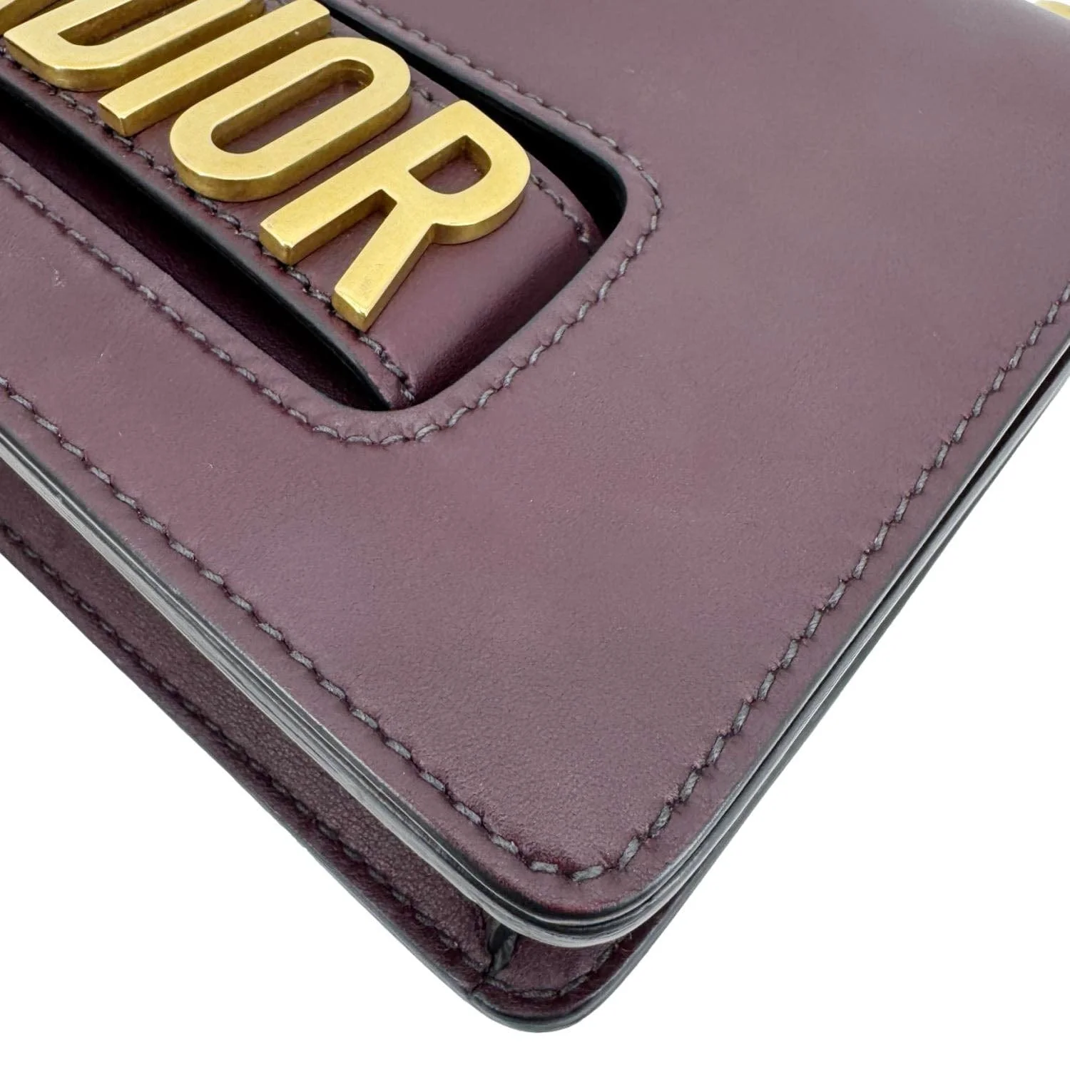CHRISTIAN DIOR J'Adior Flap Medium Leather Chain Shoulder Bag Burgundy - Image 11