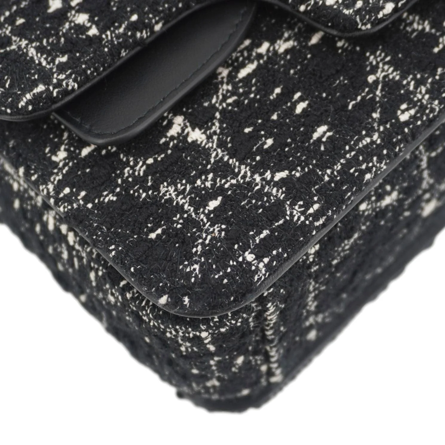 CHRISTIAN DIOR Jolie Small Cannage Tweed Top Handle Shoulder Bag Black - Image 9