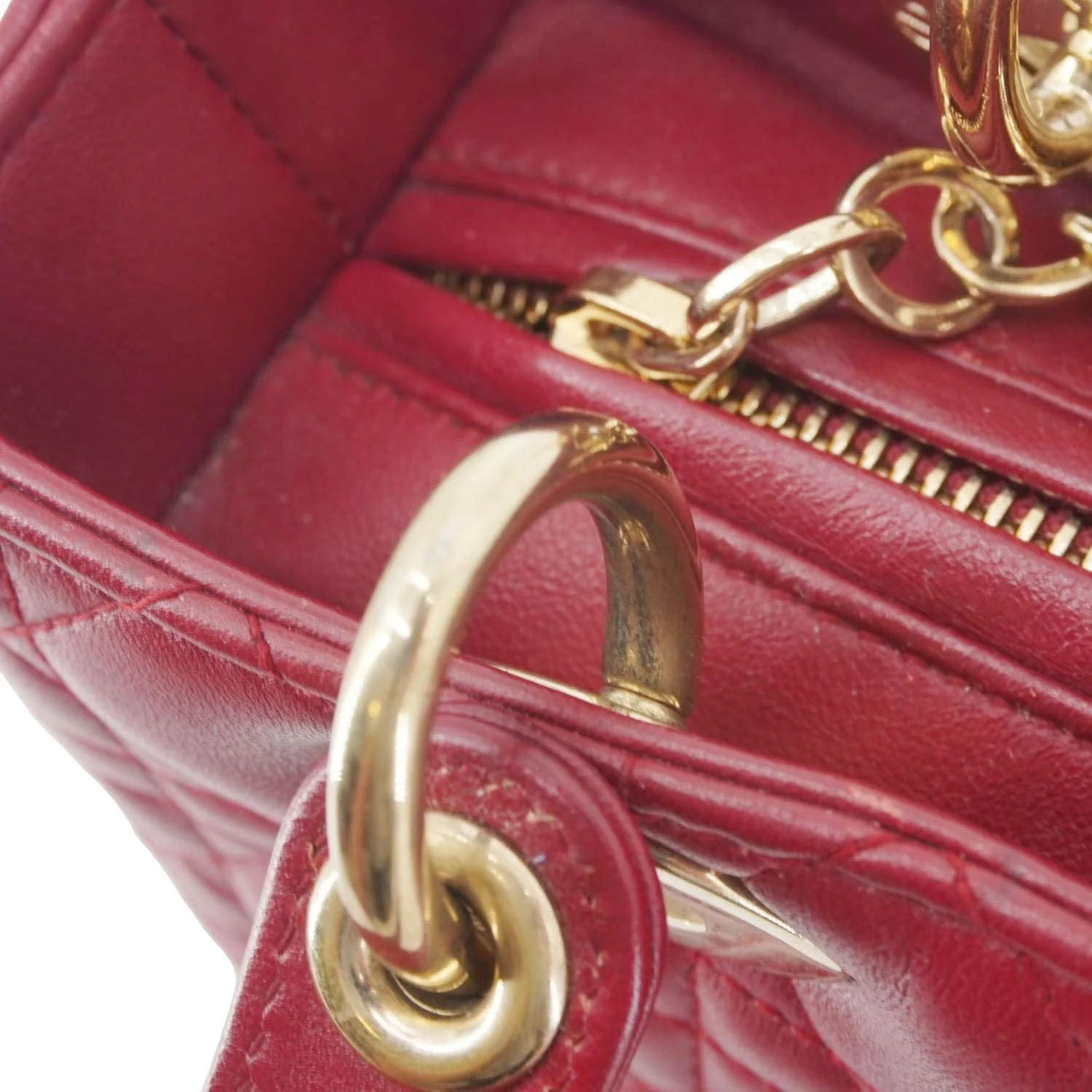 CHRISTIAN DIOR Lady Dior Medium Cannage Leather Crossbody Bag Red - Image 12