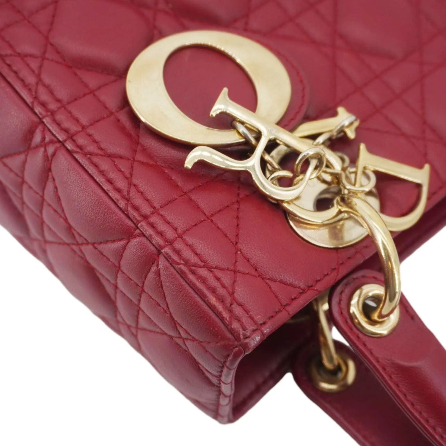 CHRISTIAN DIOR Lady Dior Medium Cannage Leather Crossbody Bag Red - Image 6