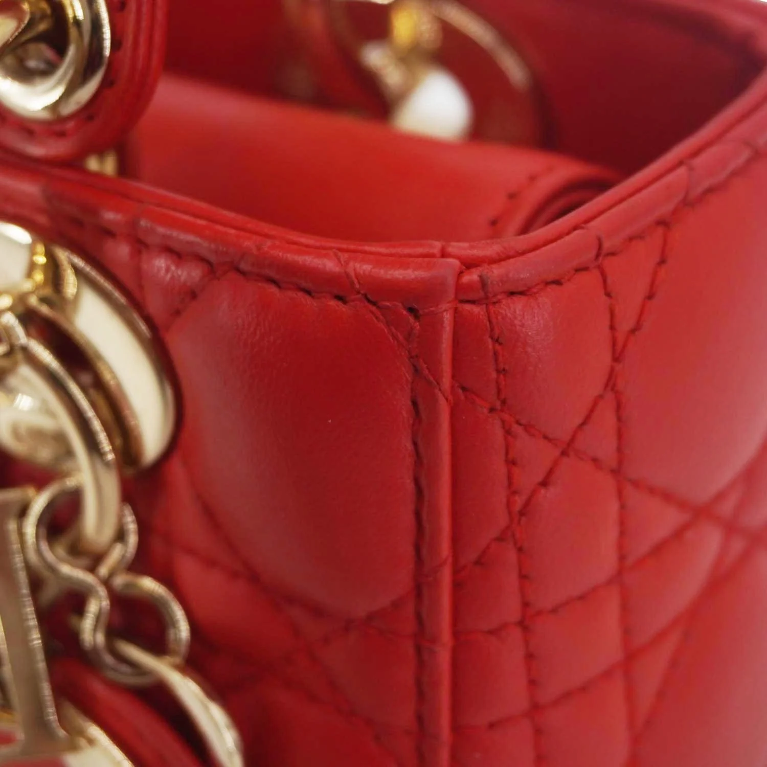 CHRISTIAN DIOR Lady Dior Cannage Lambskin Leather Crossbody Bag Red - Image 14