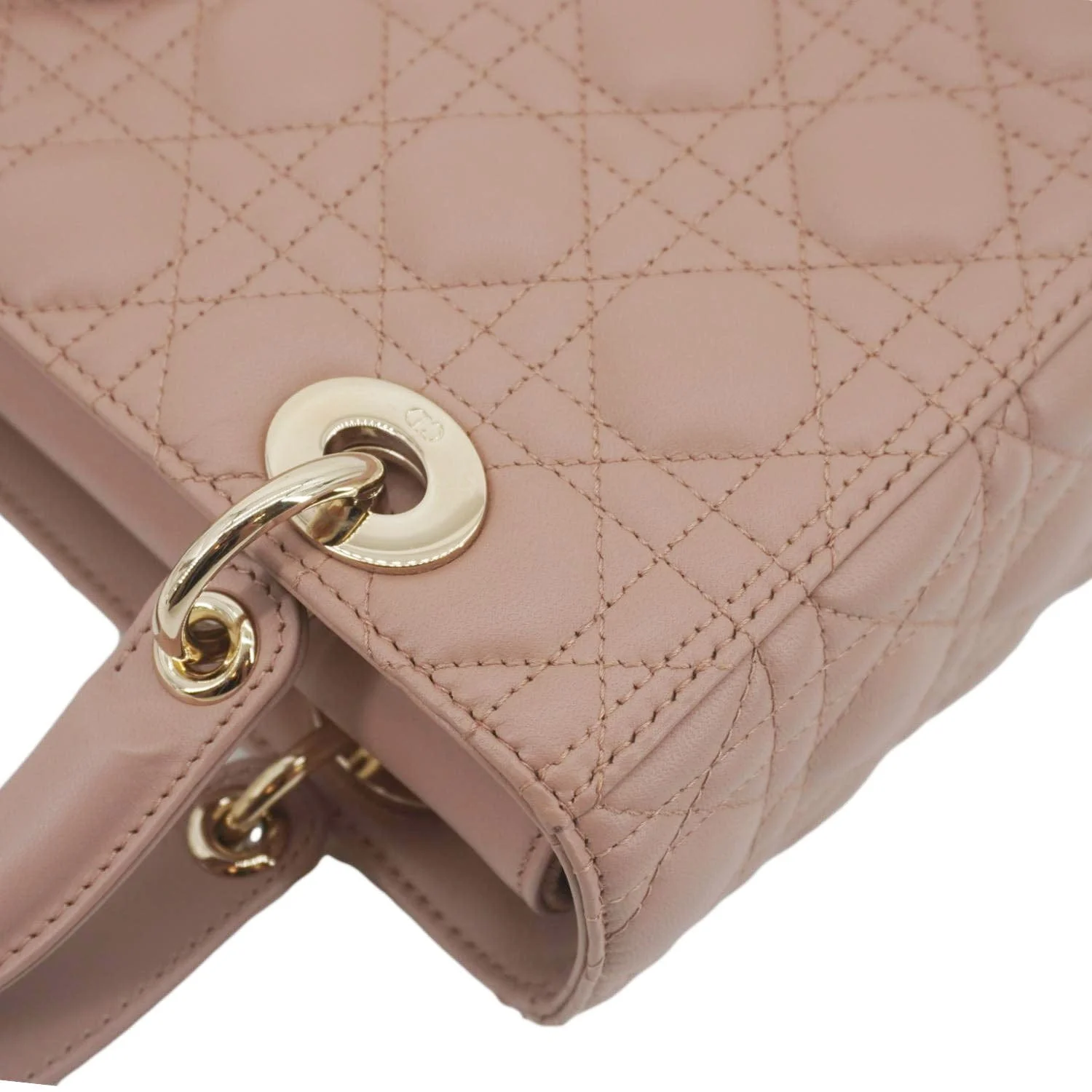 CHRISTIAN DIOR Lady Dior Medium Cannage Leather Crossbody Bag Rose Pink - Image 7