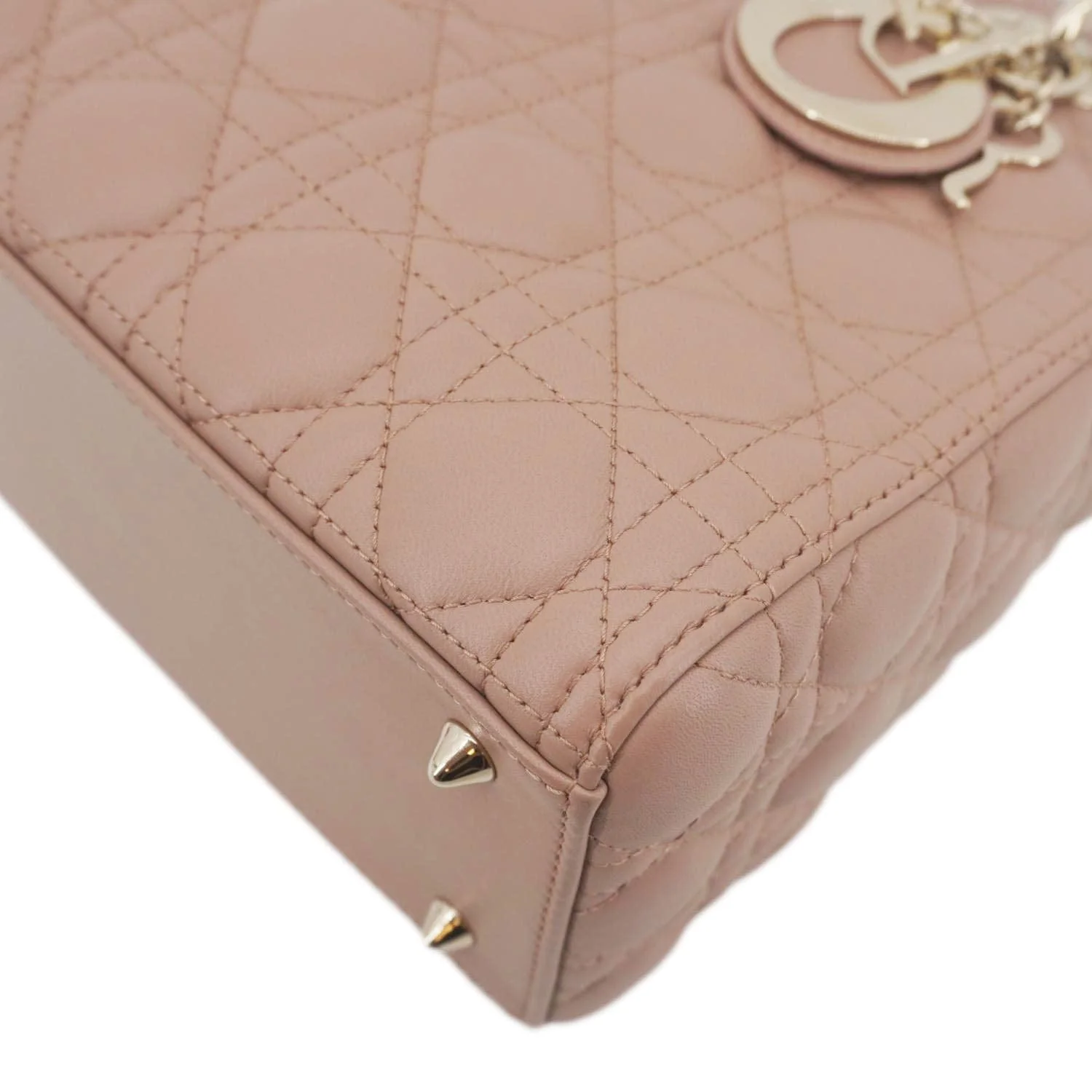 CHRISTIAN DIOR Lady Dior Medium Cannage Leather Crossbody Bag Rose Pink - Image 8