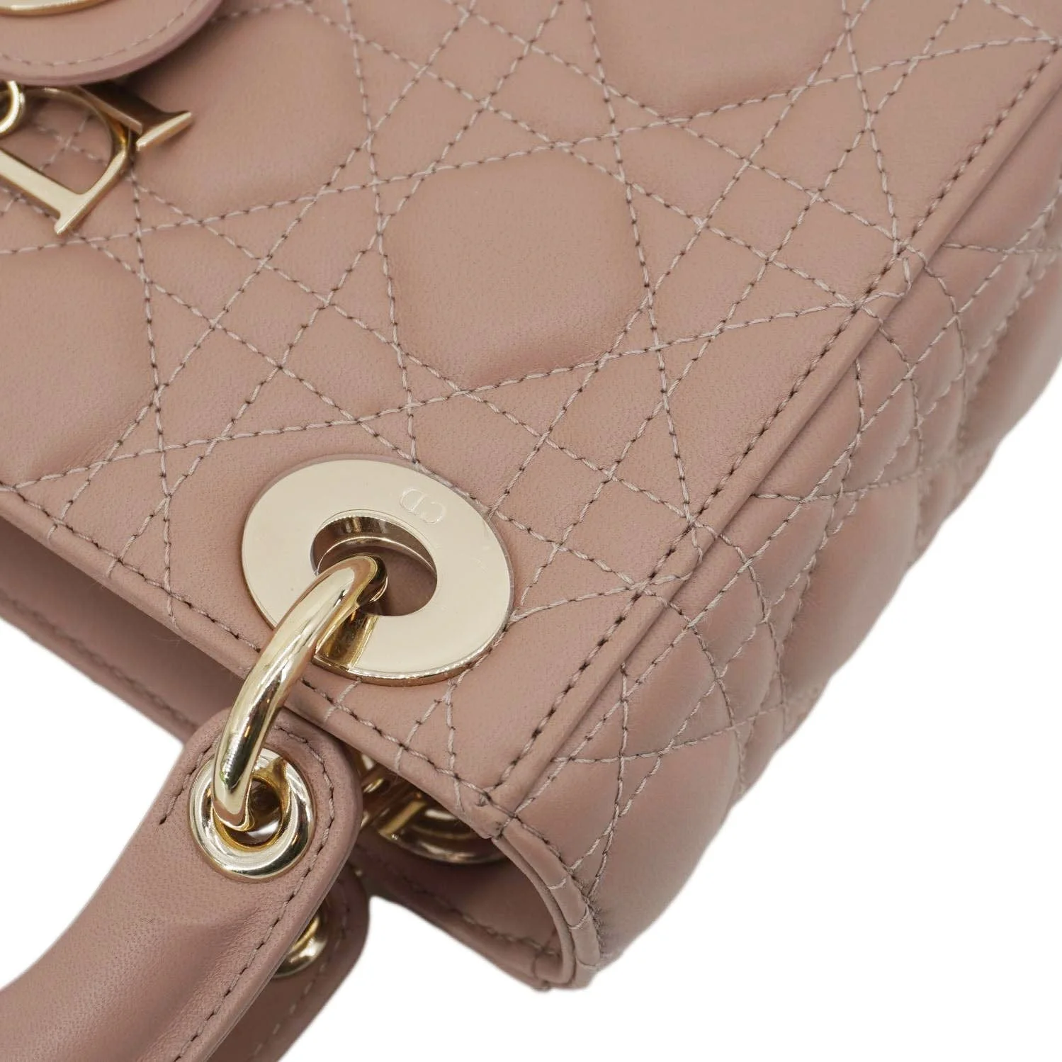 CHRISTIAN DIOR Lady Dior Mini Cannage Leather Crossbody Bag Rose - Image 8