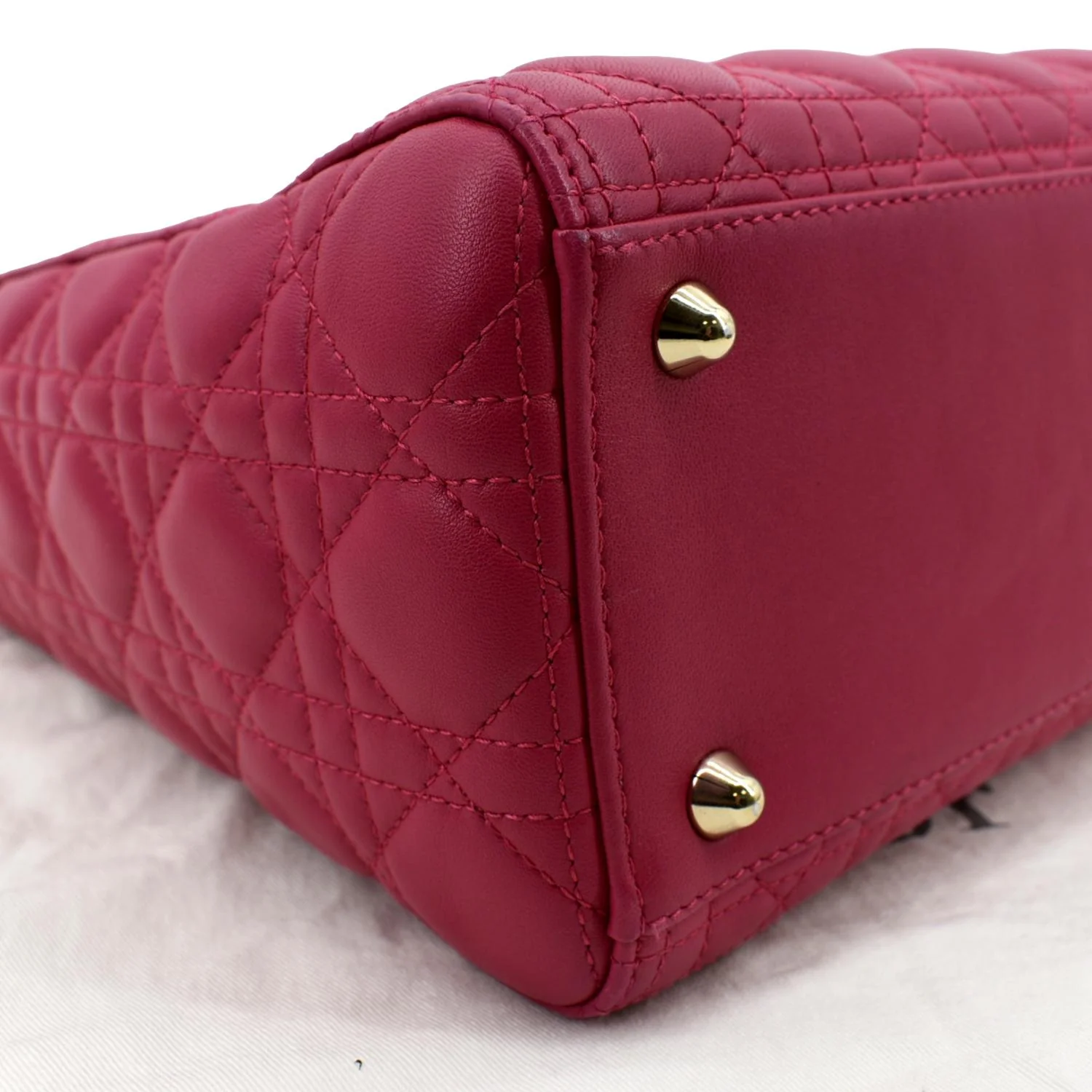 CHRISTIAN DIOR Large Lady Dior Cannage Lambskin Shoulder Bag Pink - Image 10