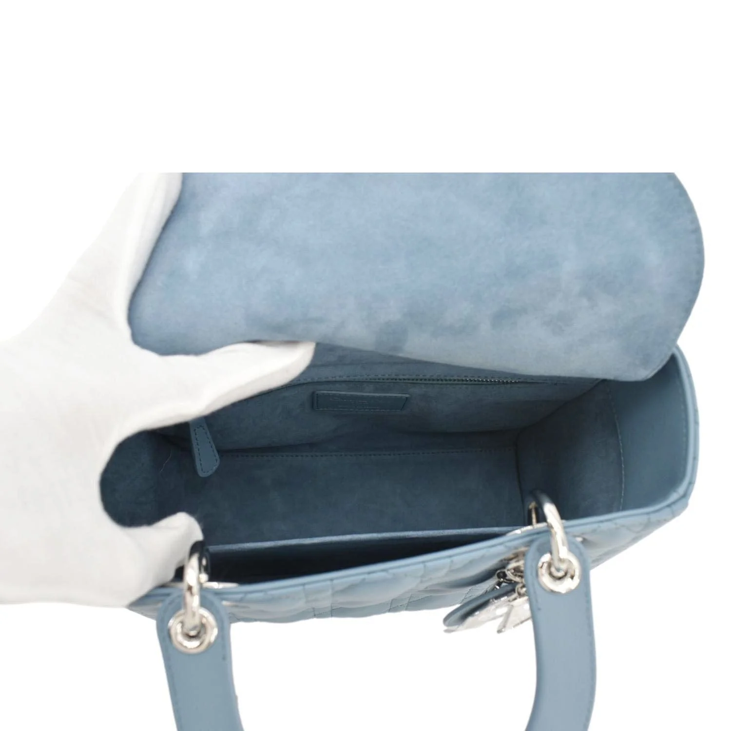 CHRISTIAN DIOR Lady Dior Medium Leather Shoulder Bag Sky Blue - Image 11