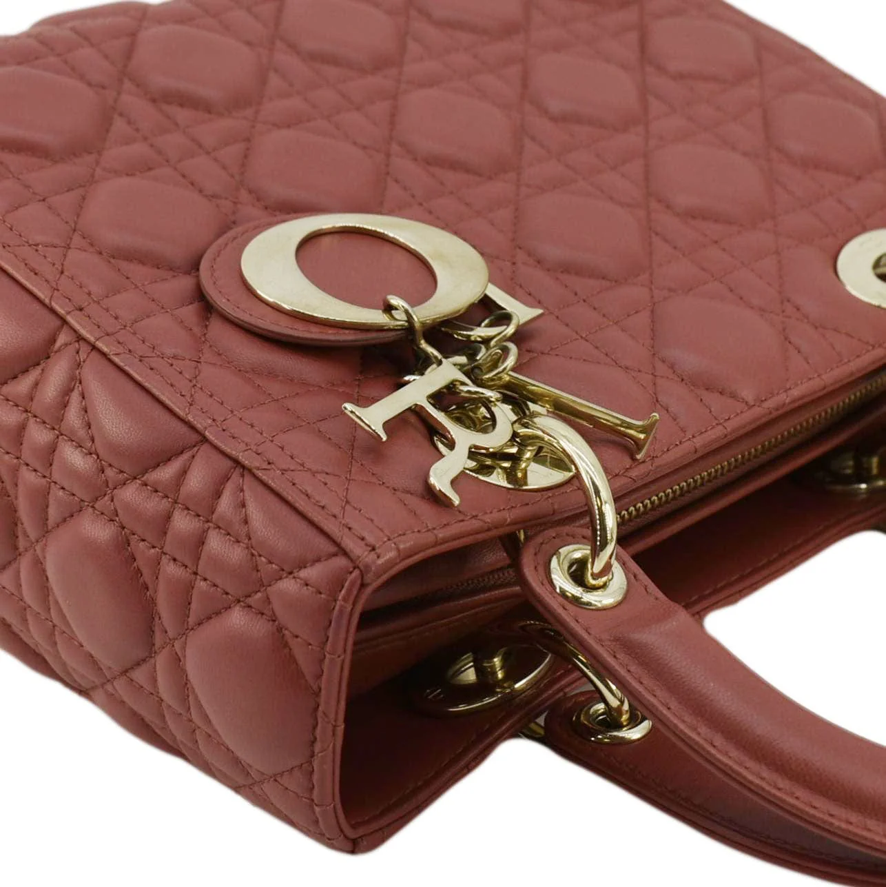 CHRISTIAN DIOR Lady Dior Medium Cannage Leather Shoulder Bag Red - Image 5