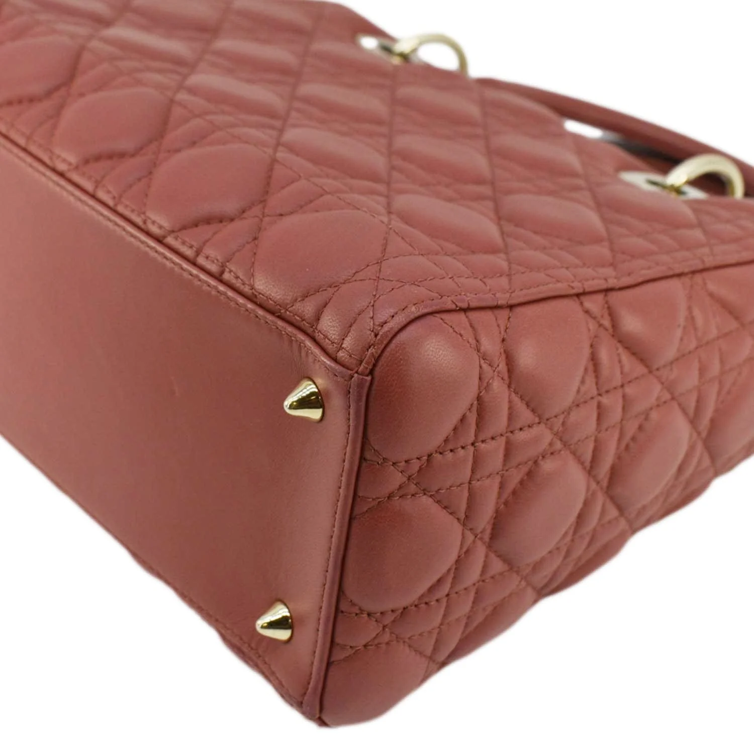 CHRISTIAN DIOR Lady Dior Medium Cannage Leather Shoulder Bag Red - Image 9