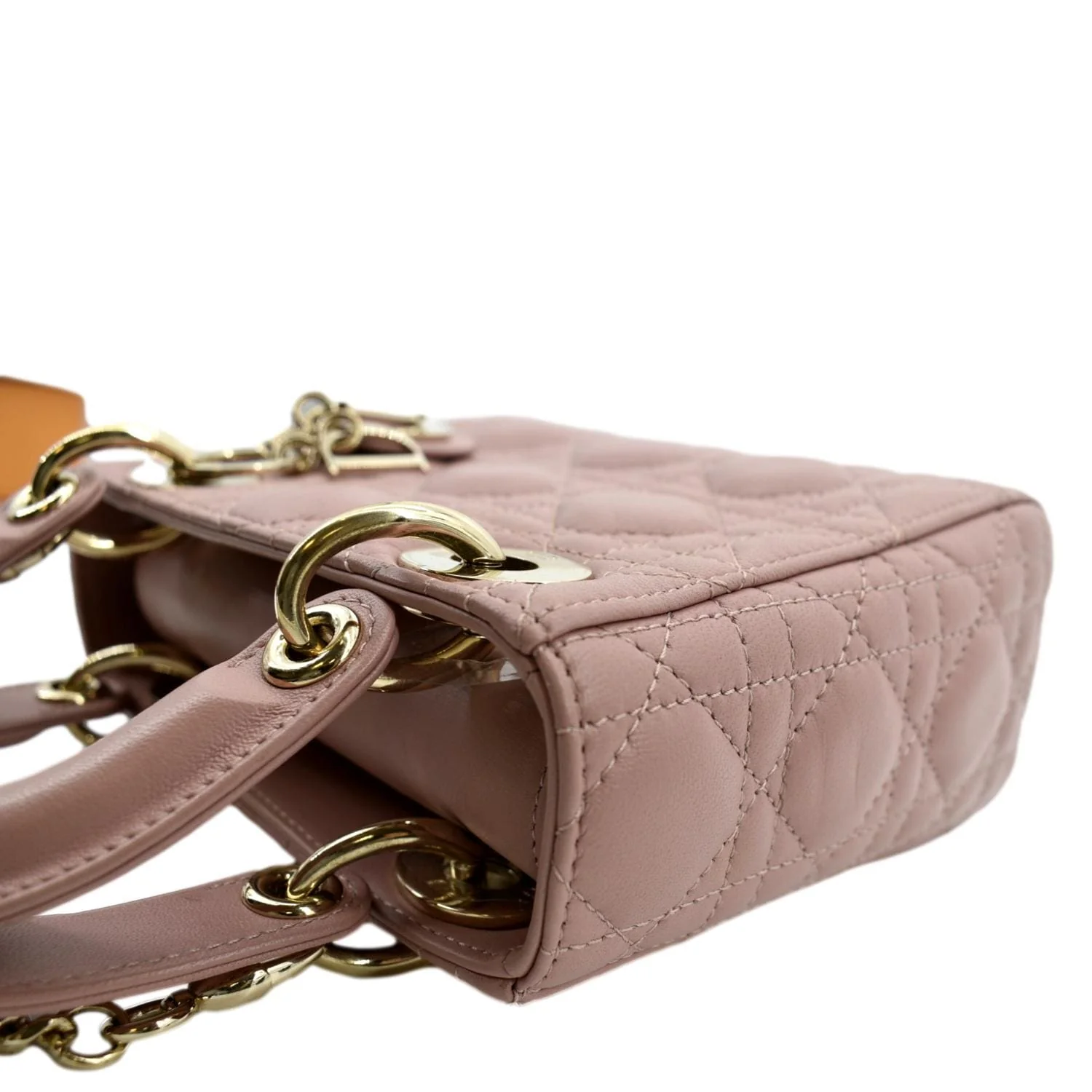 CHRISTIAN DIOR Mini Lady Dior Cannage Lambskin Leather Shoulder Bag Blush - Image 5
