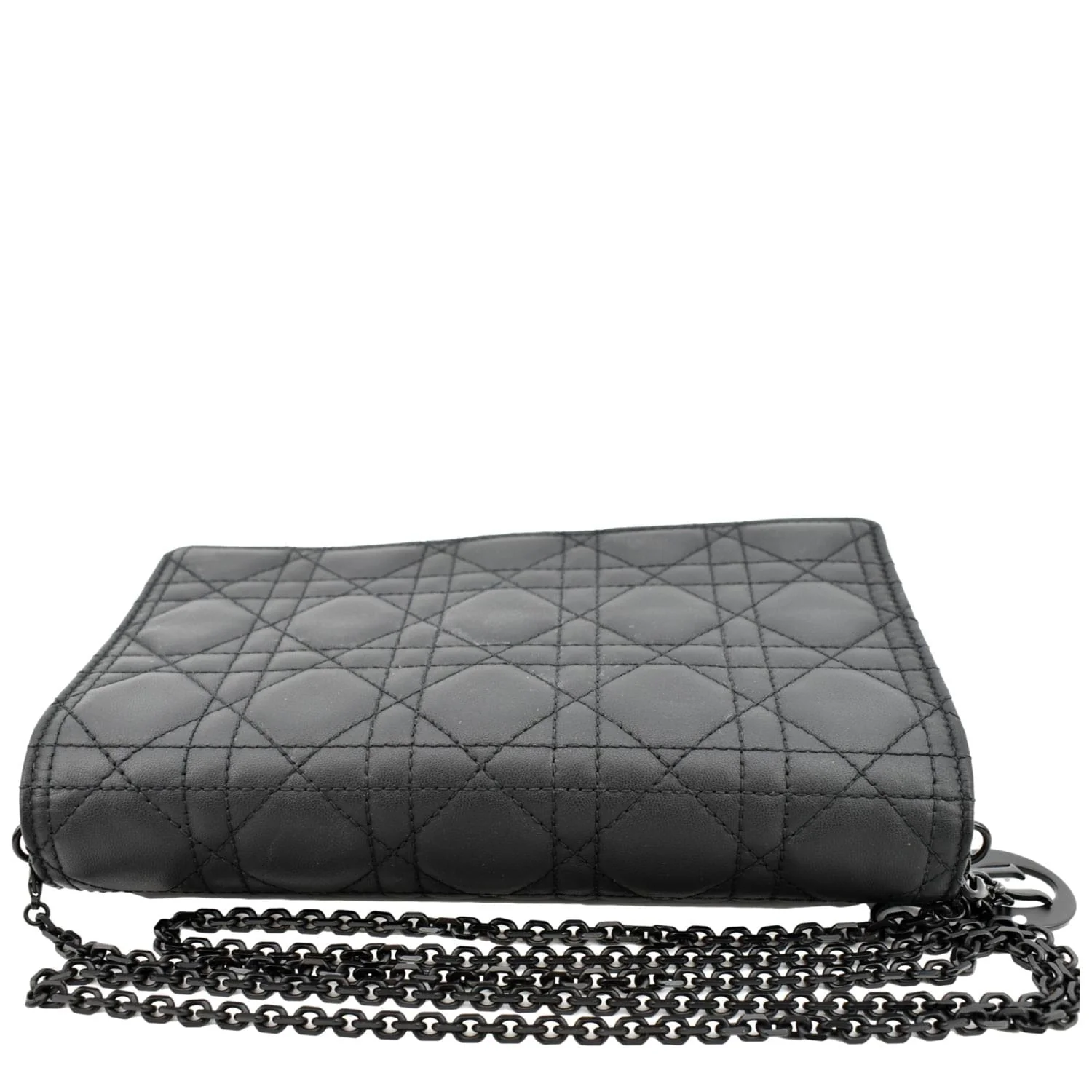 CHRISTIAN DIOR Lady Dior Cannage Leather Crossbody Chain wallet Black - Image 5