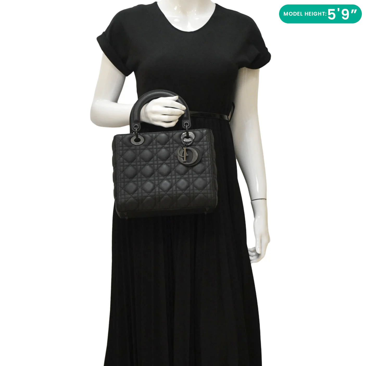 CHRISTIAN DIOR Lady Dior Ultra Matte Cannage Calfskin Leather Shoulder Bag Black - Image 2
