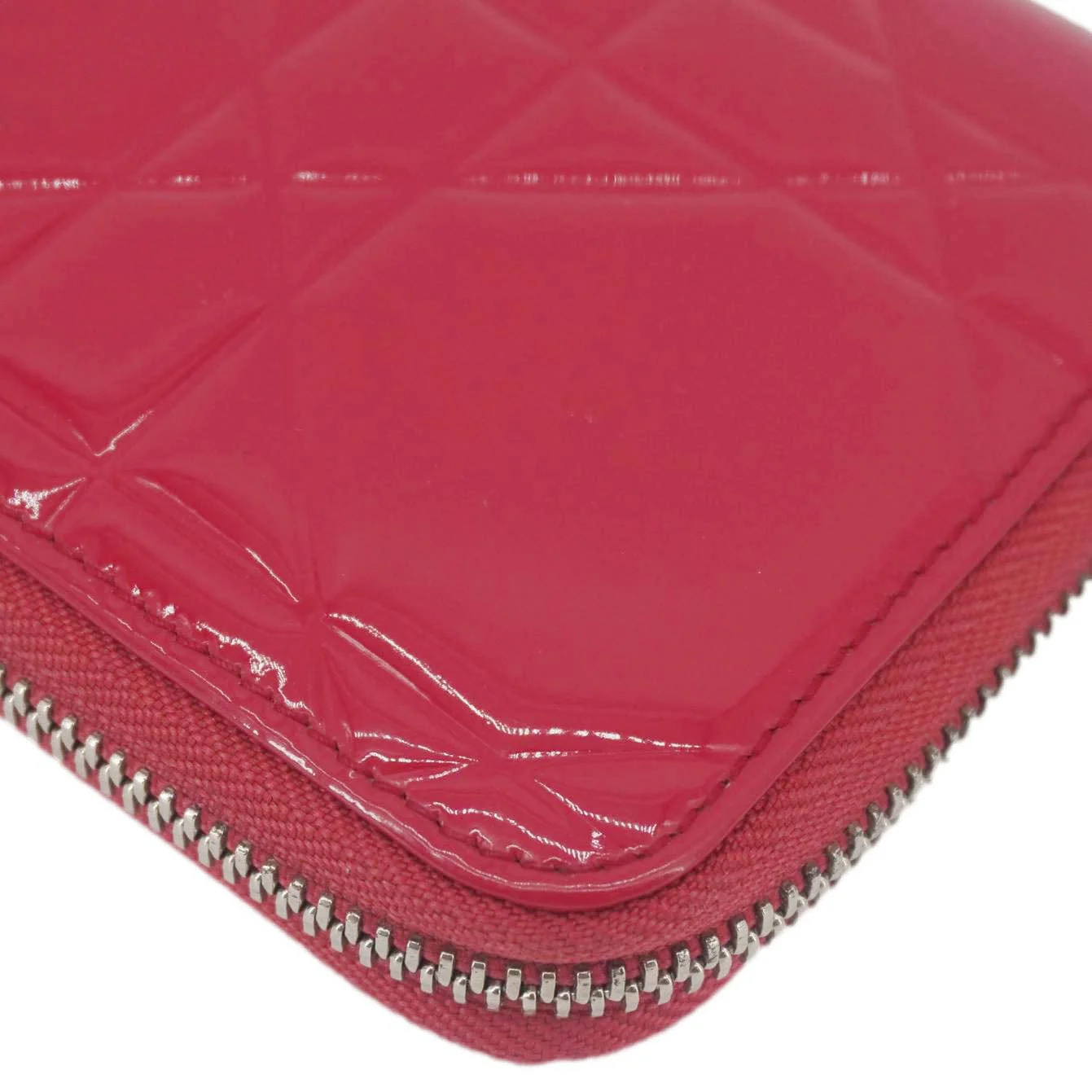 CHRISTIAN DIOR Lady Dior Patent Leather Zippy Wallet Red - Image 7