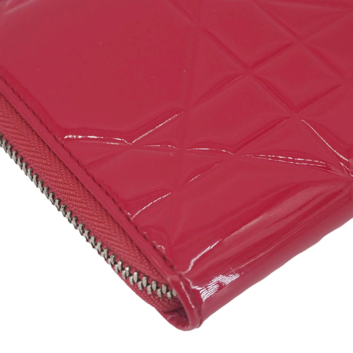 CHRISTIAN DIOR Lady Dior Patent Leather Zippy Wallet Red - Image 8
