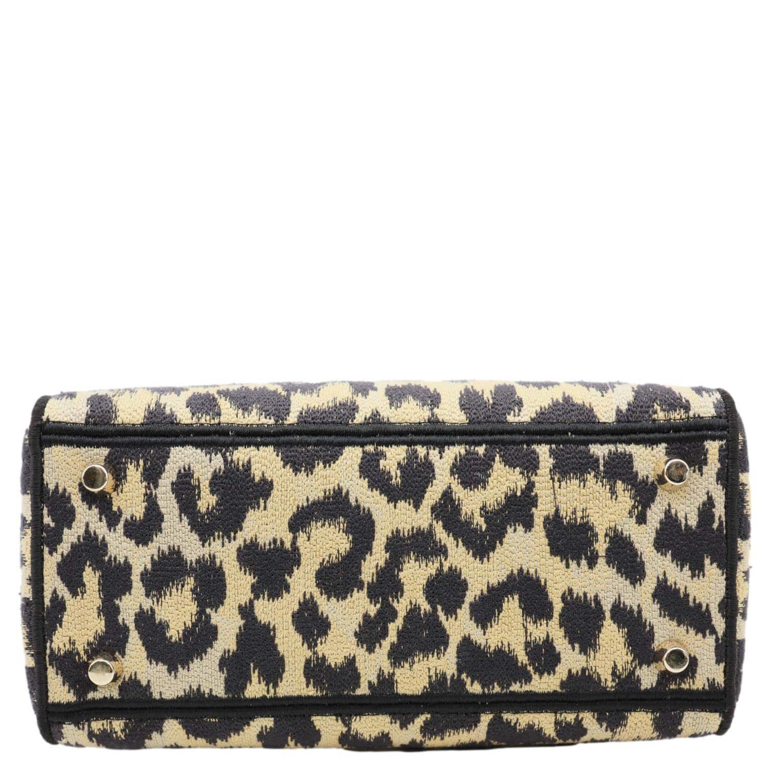 CHRISTIAN DIOR Lady D-Lite Medium Leopard Canvas Shoulder Bag Brown - Image 11