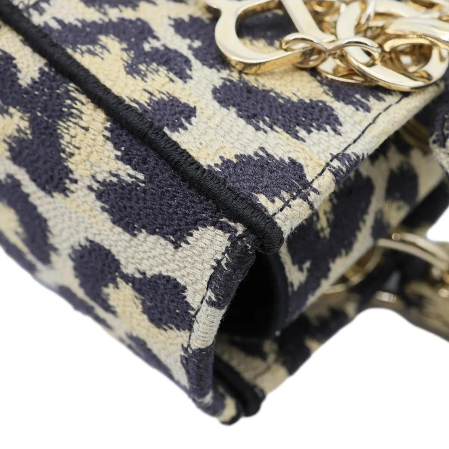 CHRISTIAN DIOR Lady D-Lite Medium Leopard Canvas Shoulder Bag Brown - Image 7