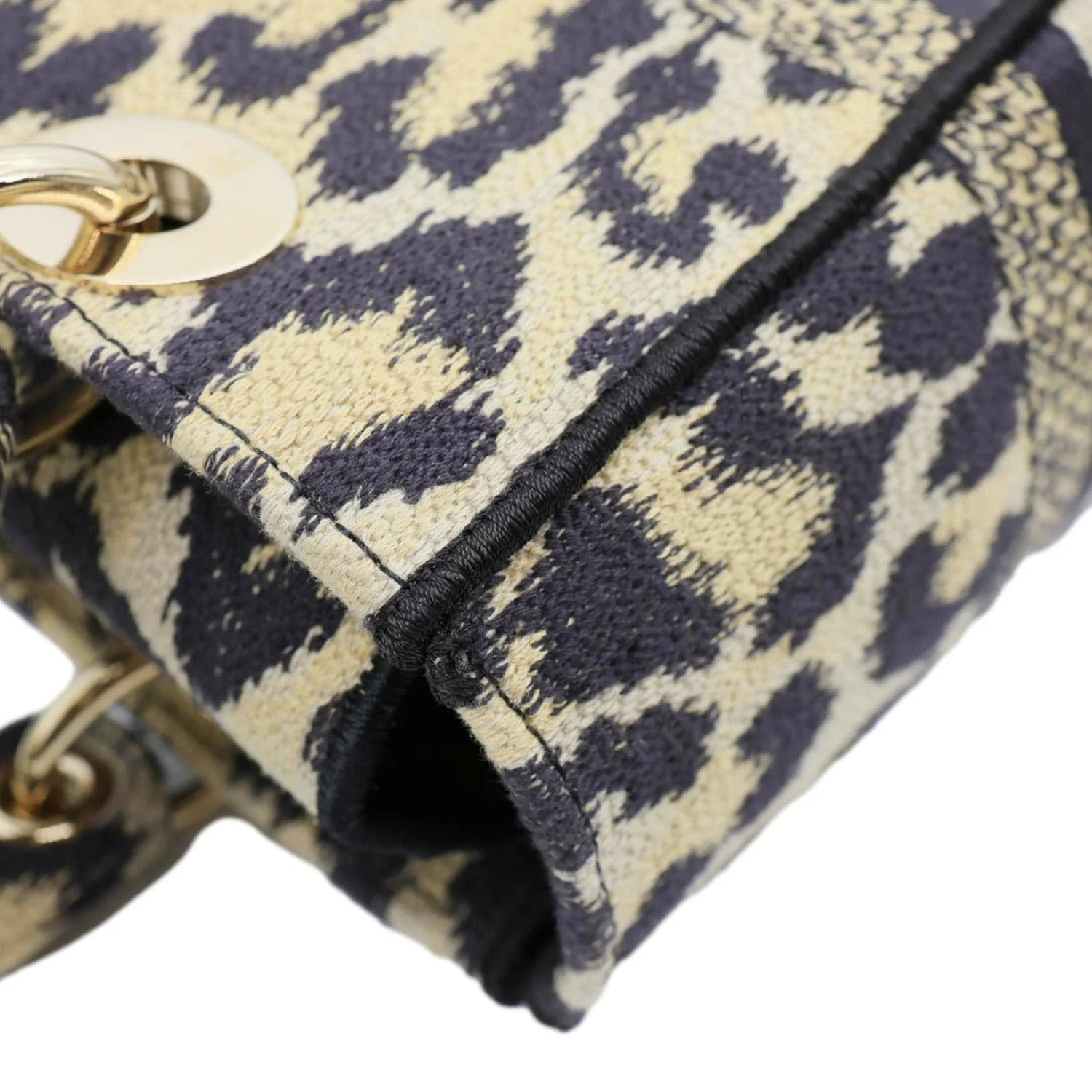 CHRISTIAN DIOR Lady D-Lite Medium Leopard Canvas Shoulder Bag Brown - Image 8