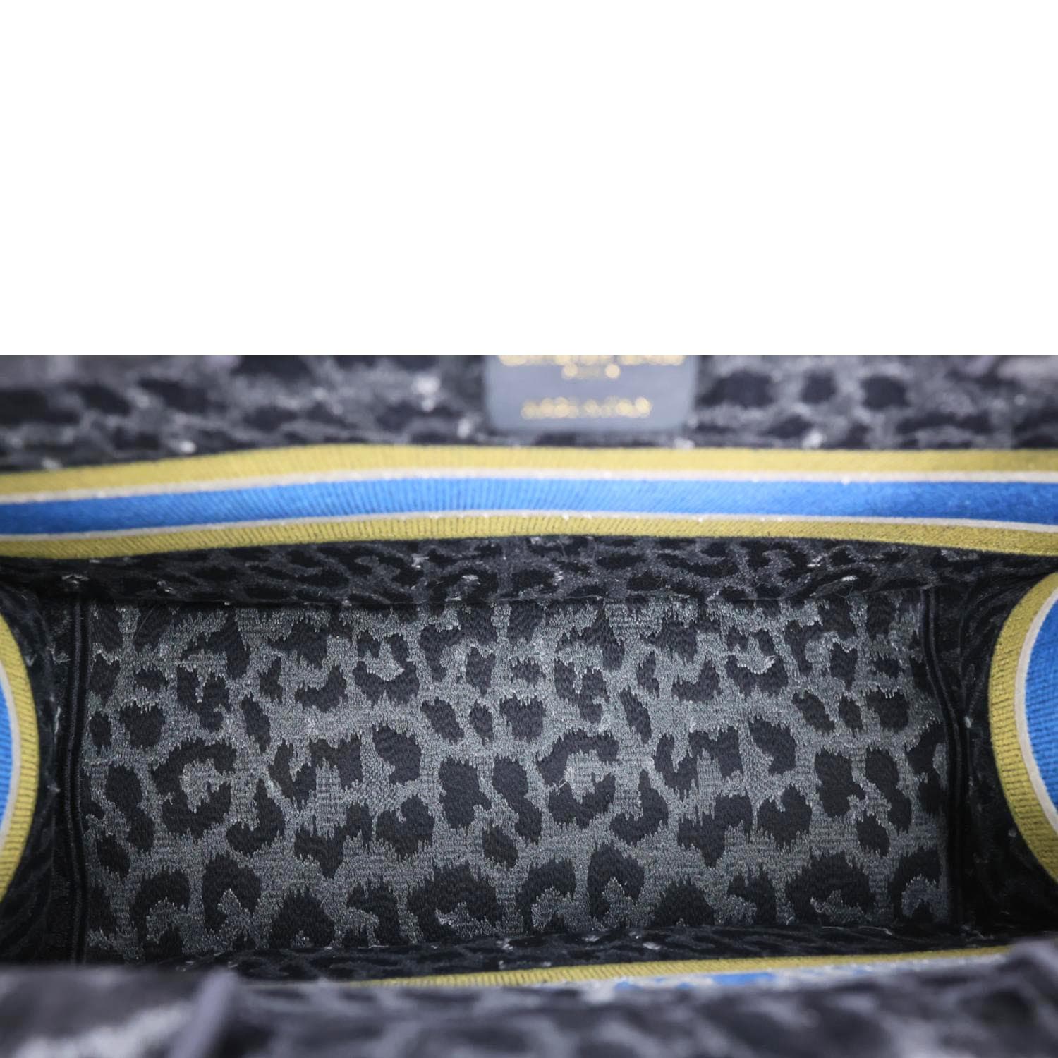 CHRISTIAN DIOR Book Medium Leopard Mizza Embroidered Tote Bag Black - Image 12