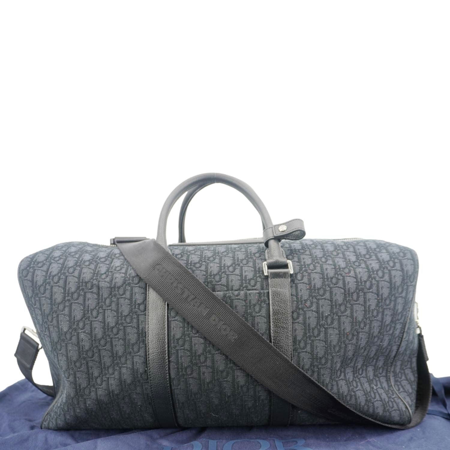 CHRISTIAN DIOR Diorissimo Canvas Duffle Bag Black - Image 3