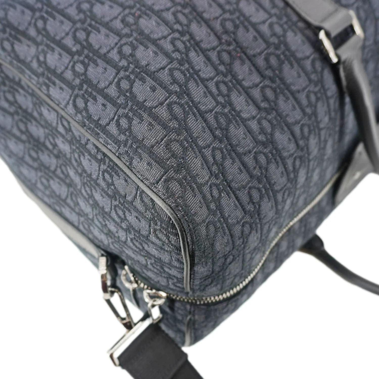 CHRISTIAN DIOR Diorissimo Canvas Duffle Bag Black - Image 6