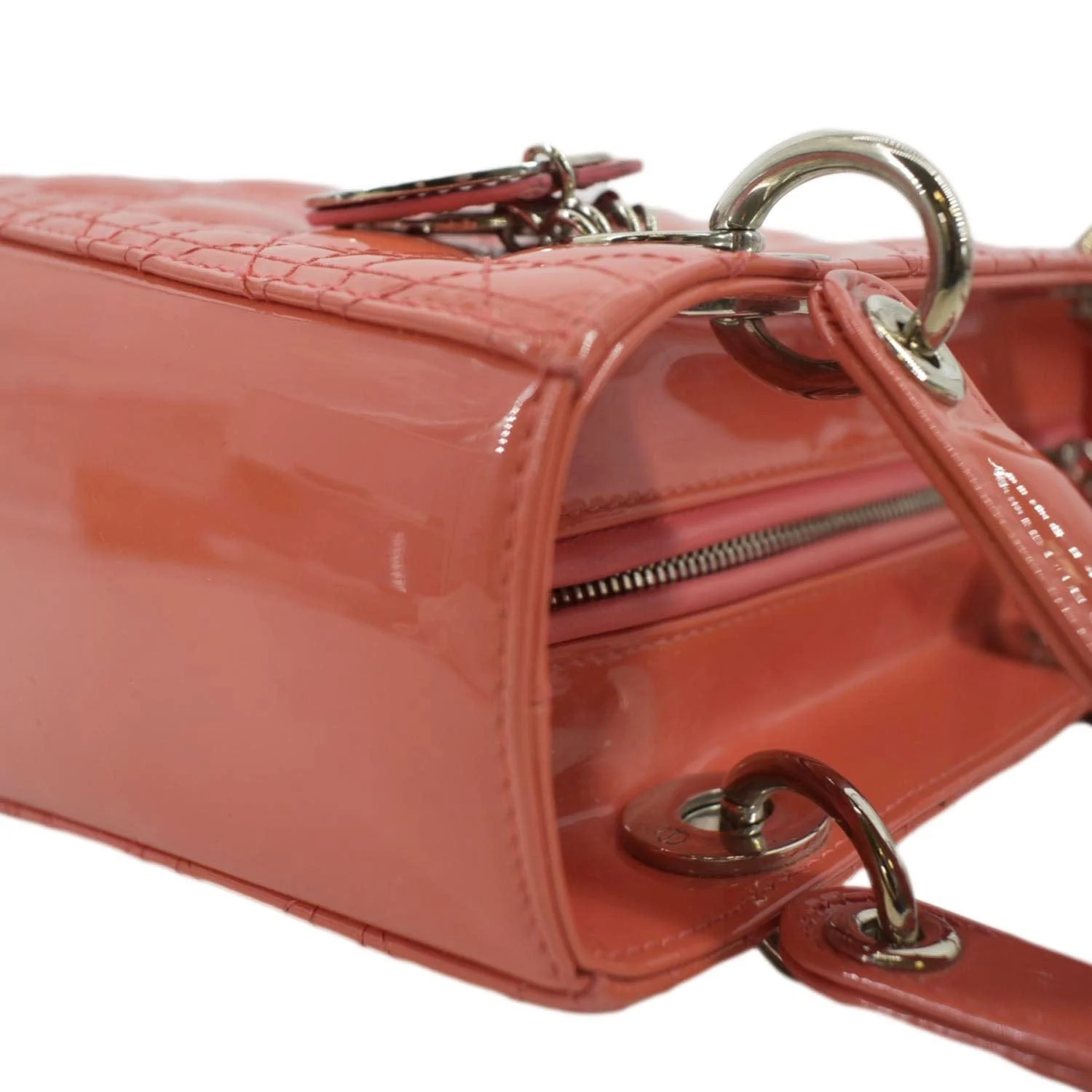 CHRISTIAN DIOR Medium Lady Dior Leather Shoulder Bag Pink - Image 8