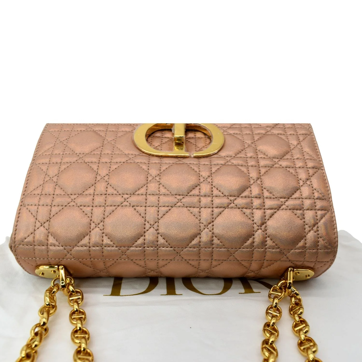 CHRISTIAN DIOR Medium Caro Iridescent Leather Shoulder Bag Metallic Pink - Image 4